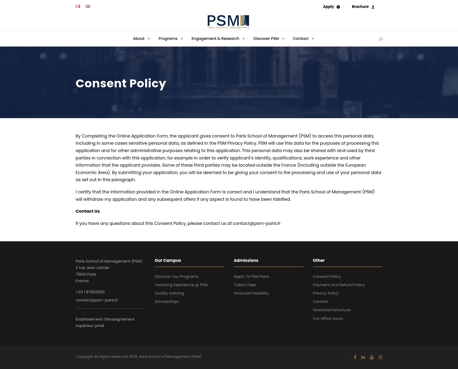 Screenshot of www.psm-paris.fr
