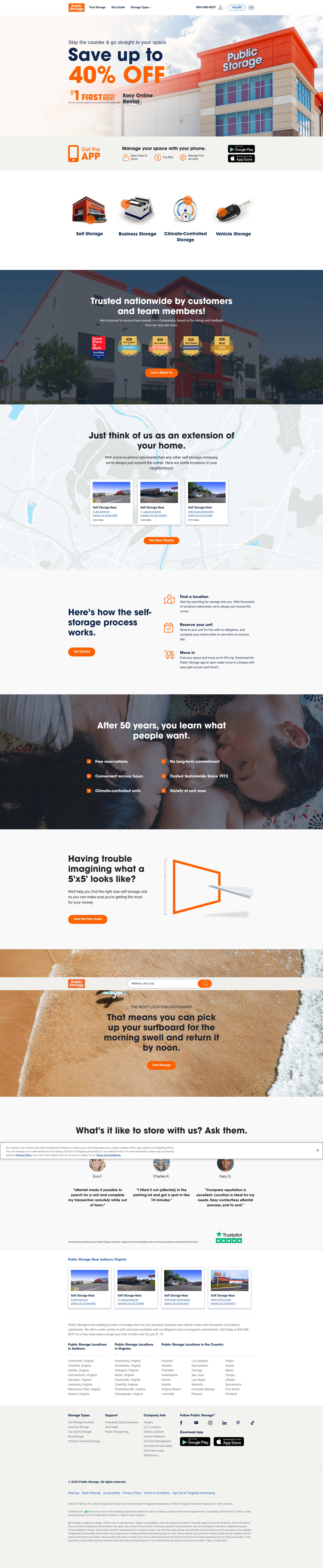 Screenshot of www.publicstorage.com
