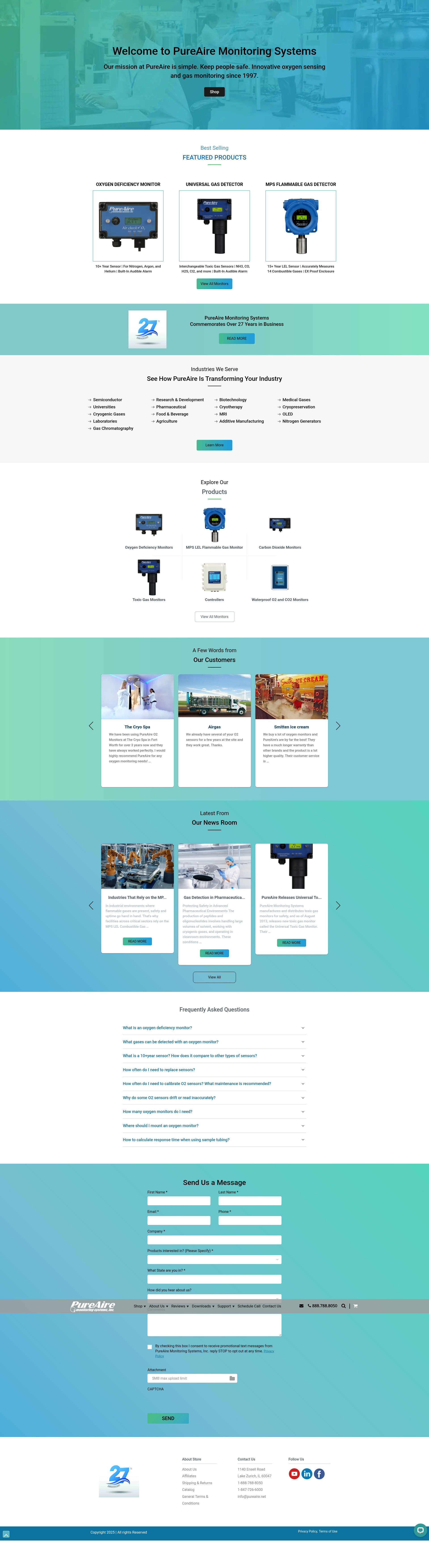 Screenshot of www.pureairemonitoring.com