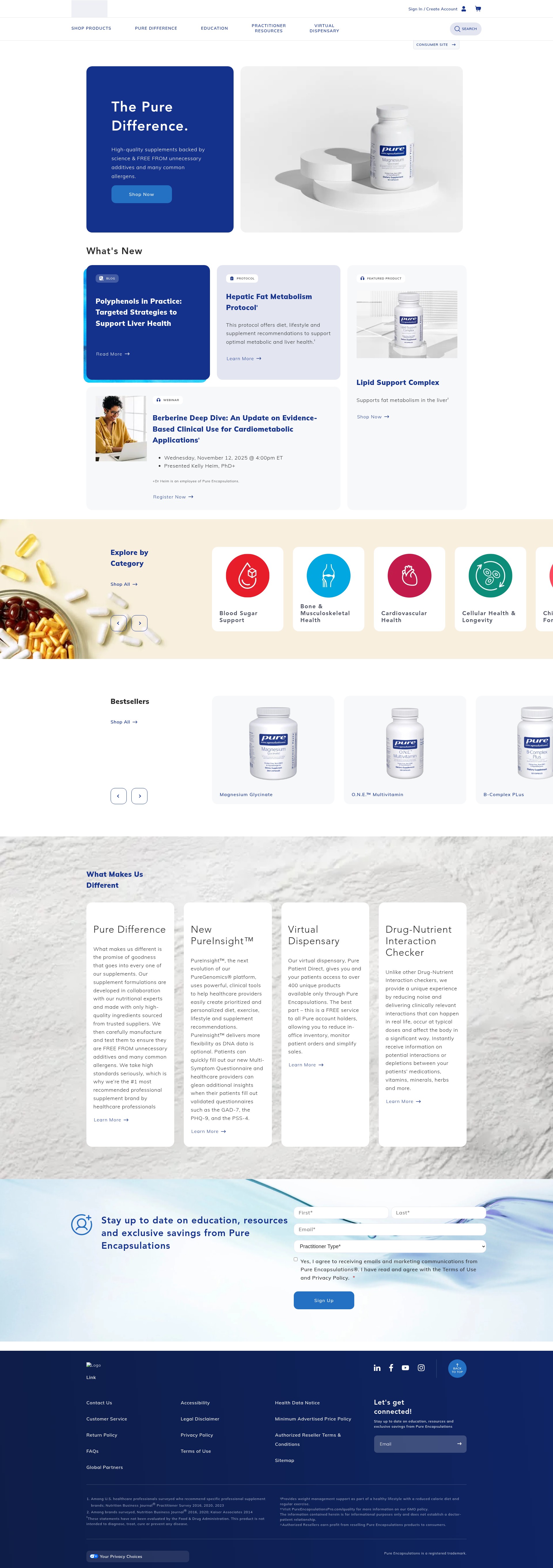 Screenshot of www.pureencapsulationspro.com