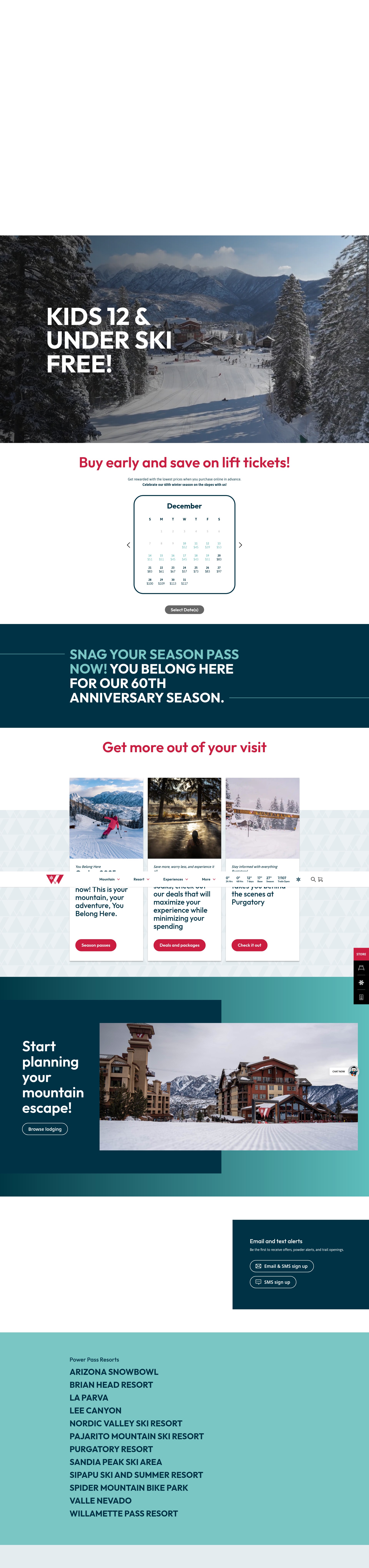 Screenshot of www.purgatory.ski