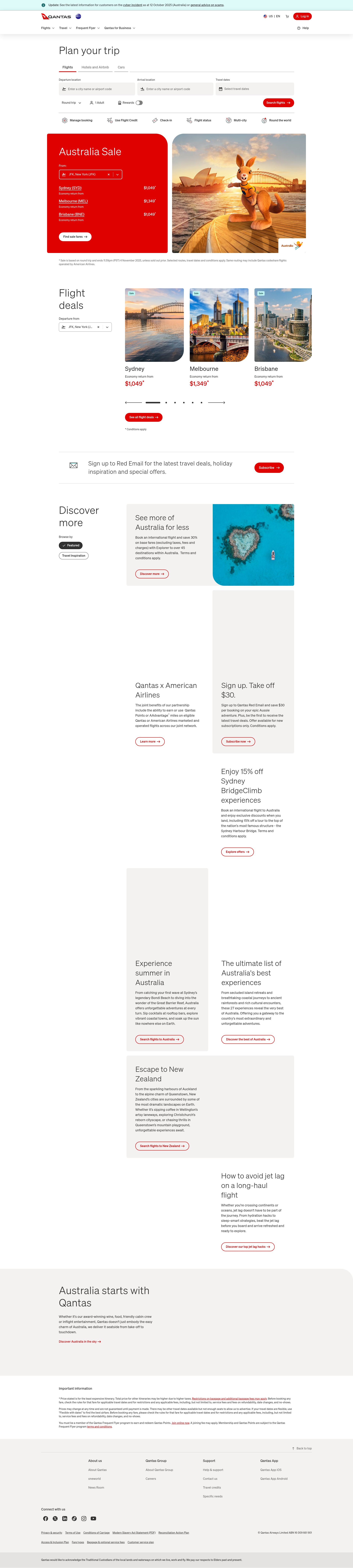 Screenshot of www.qantas.com