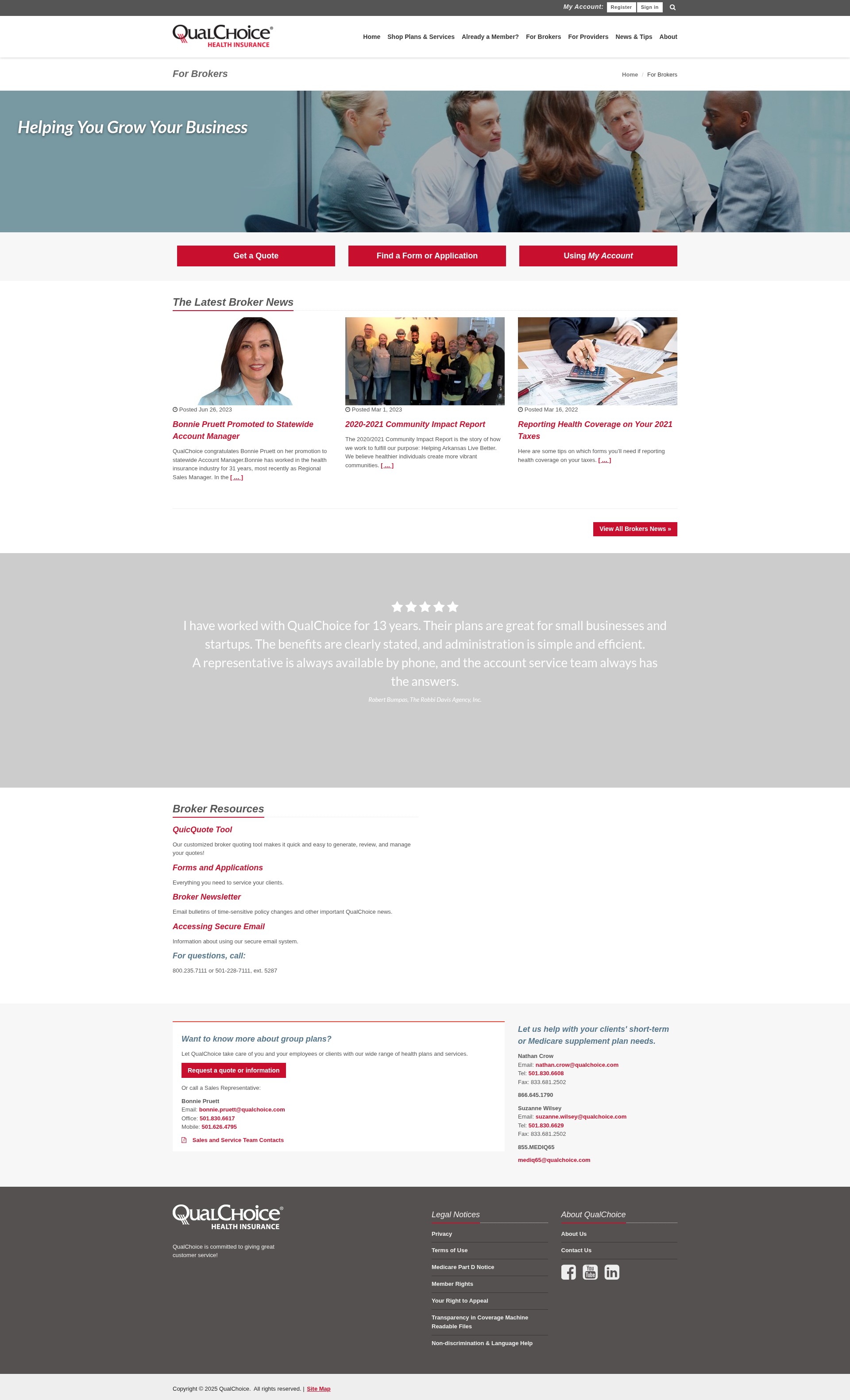 Screenshot of www.qualchoice.com