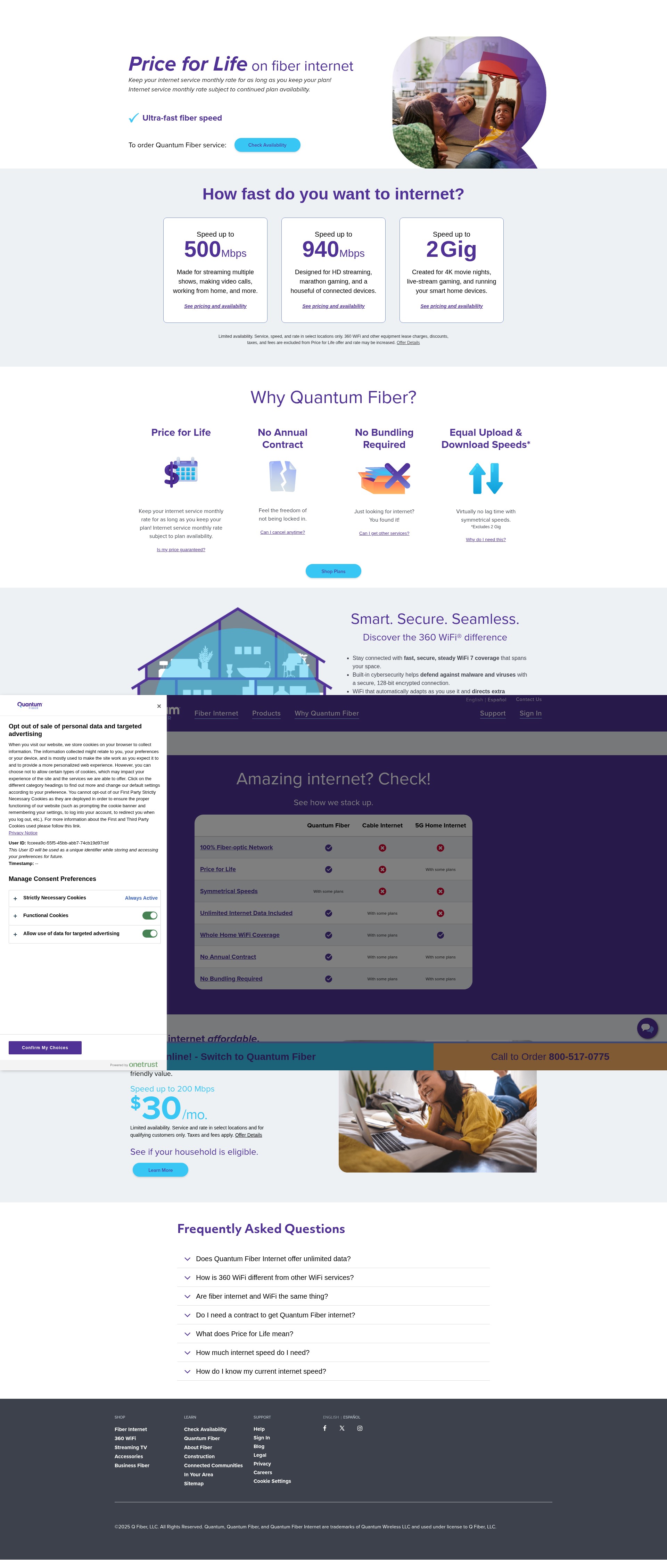 Screenshot of www.quantumfiber.com