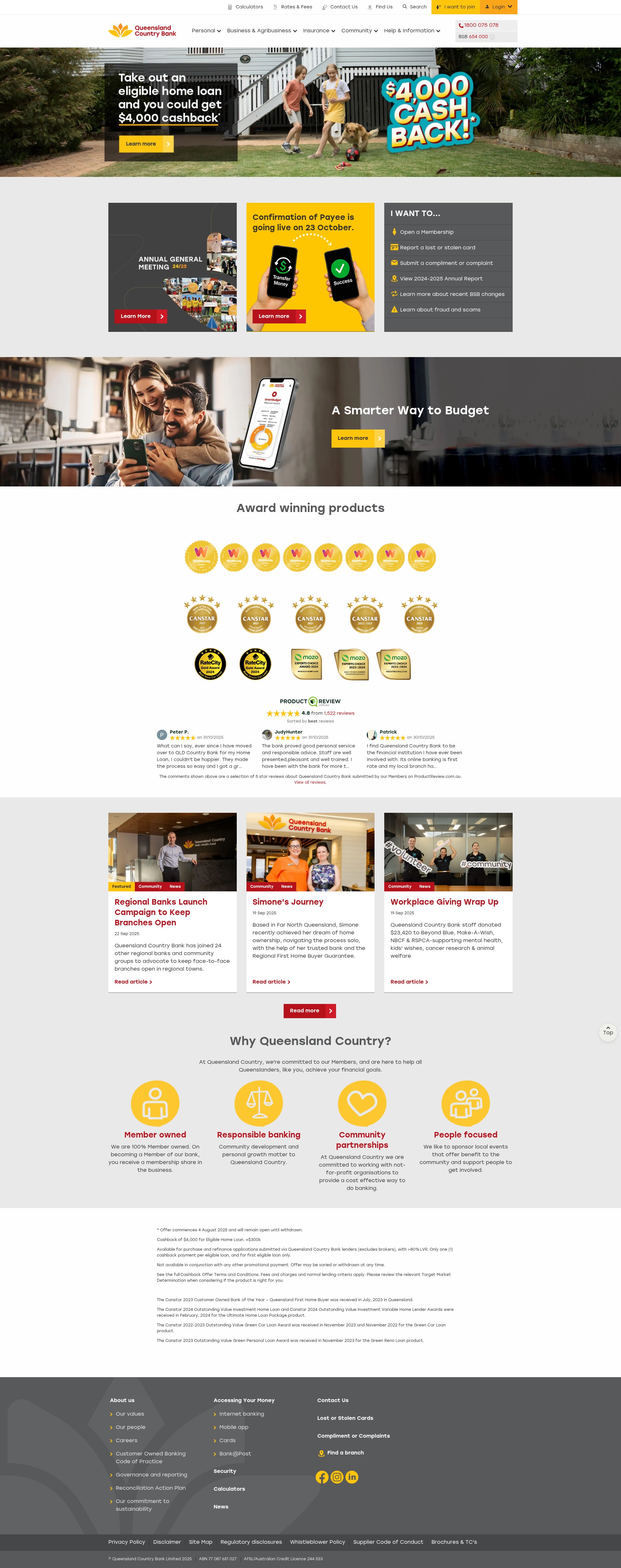 Screenshot of www.queenslandcountry.bank