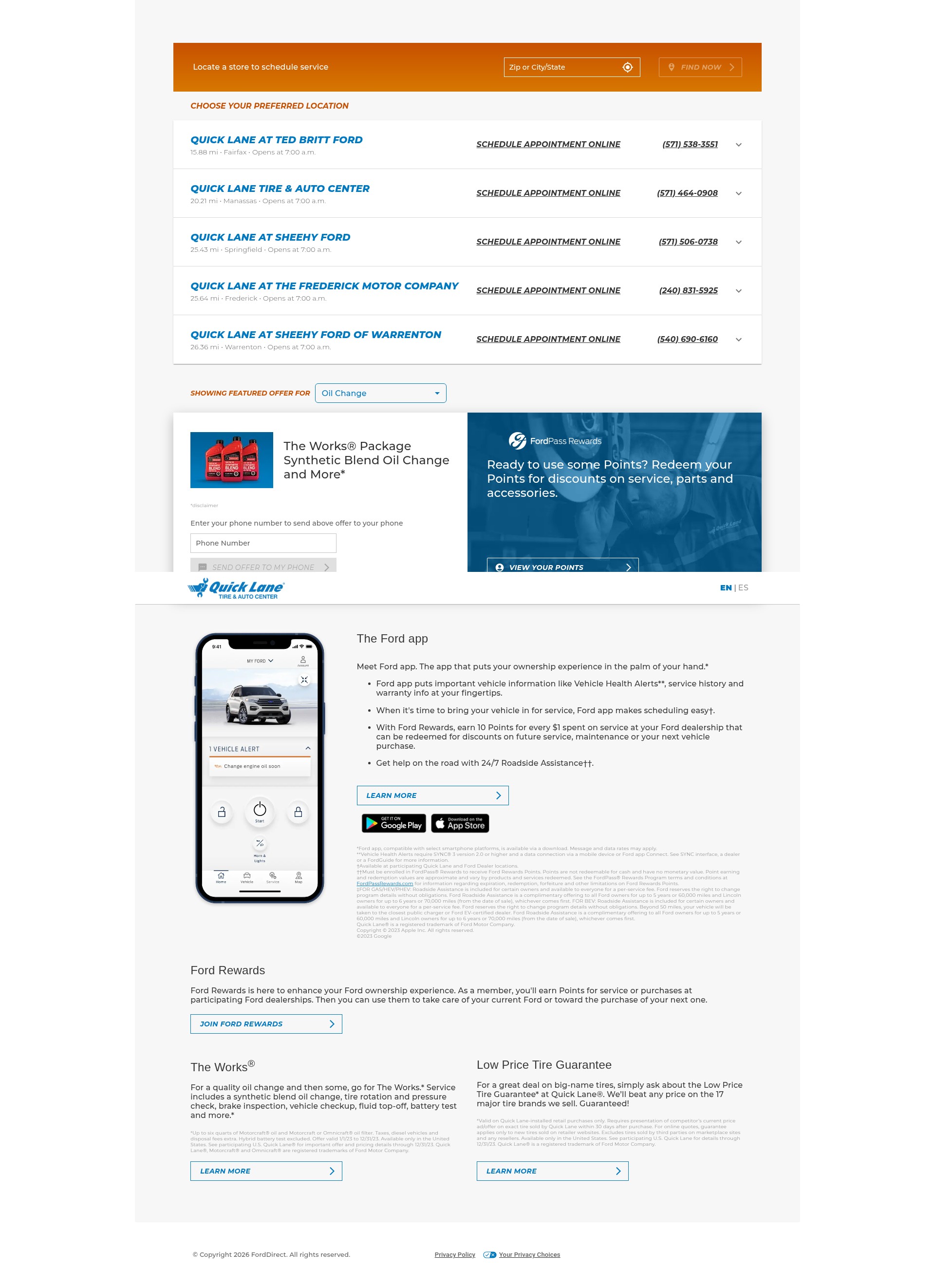 Screenshot of www.quicklaneservicespecials.com