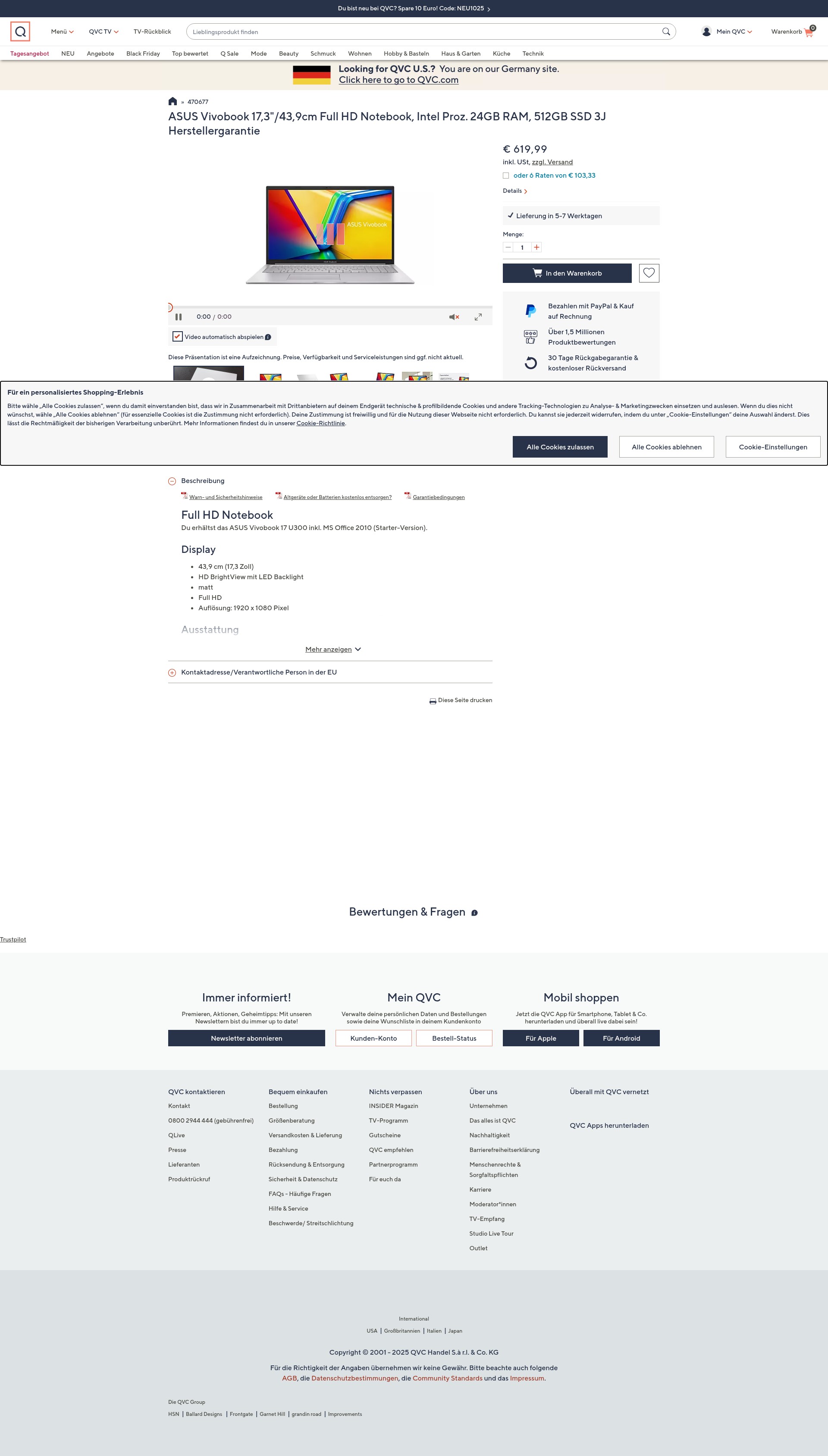 Screenshot of www.qvc.de