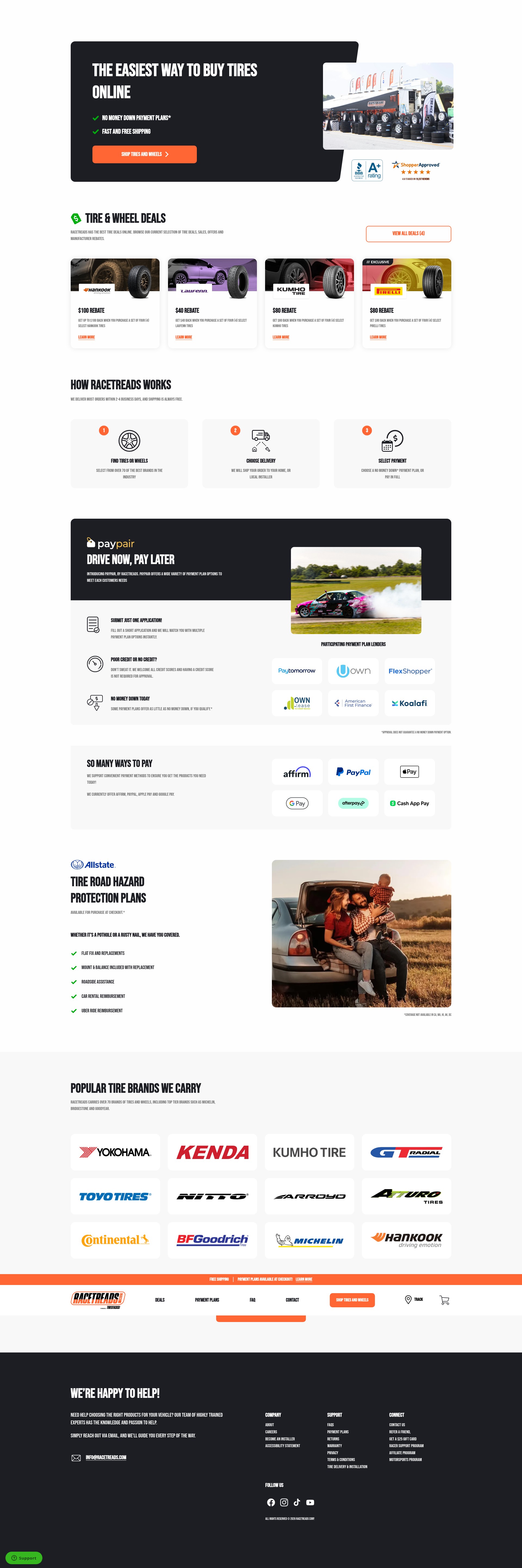 Screenshot of www.racetreads.com