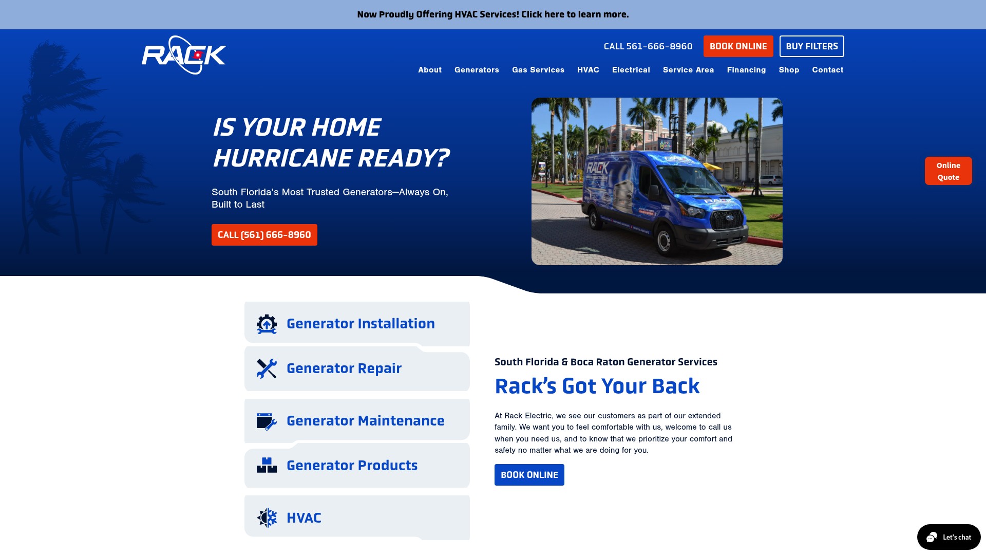 Screenshot of www.rackelectric.com