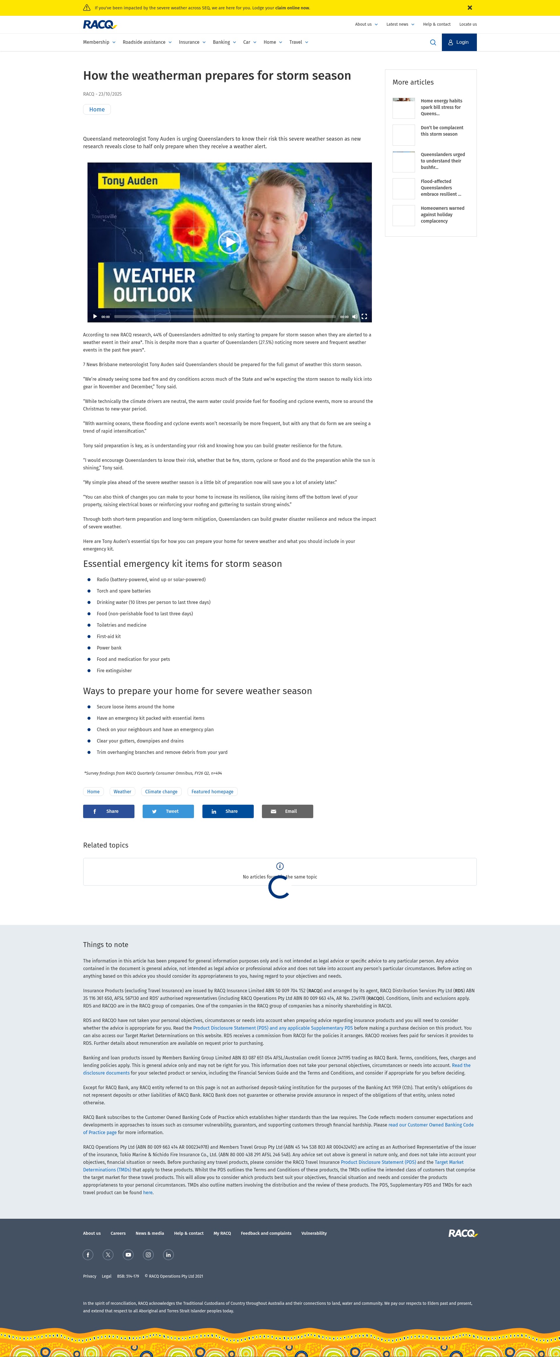 Screenshot of www.racq.com.au