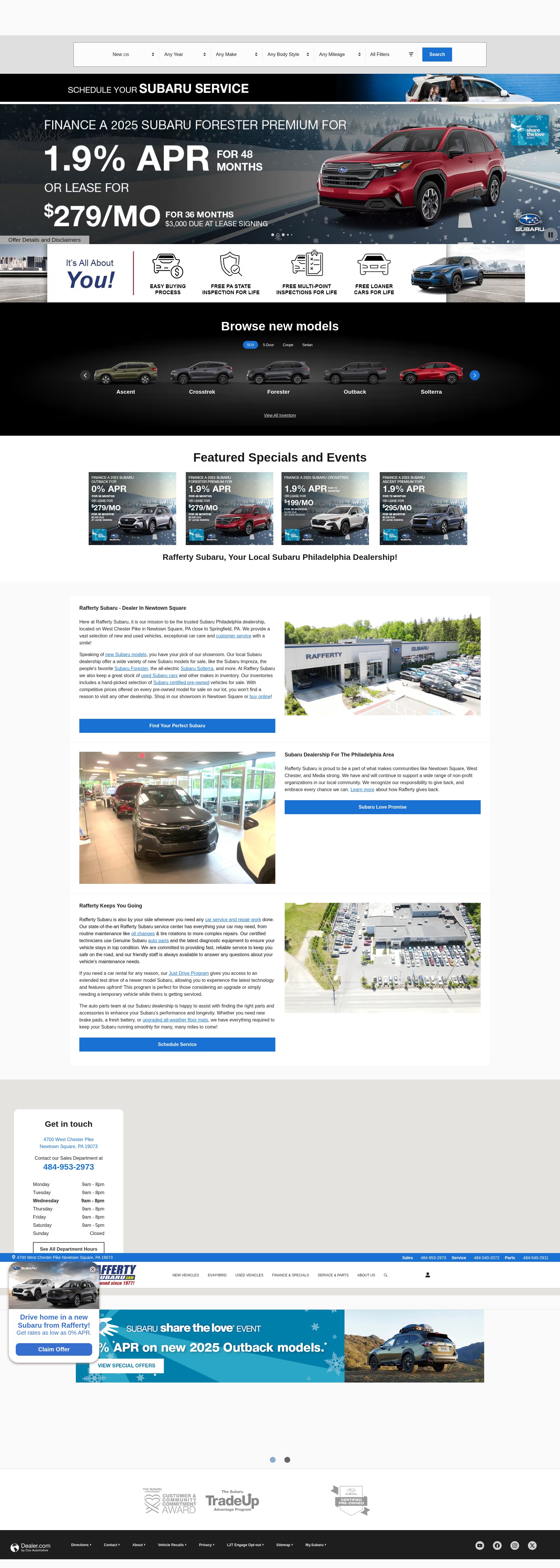 Screenshot of www.raffertysubaru.com