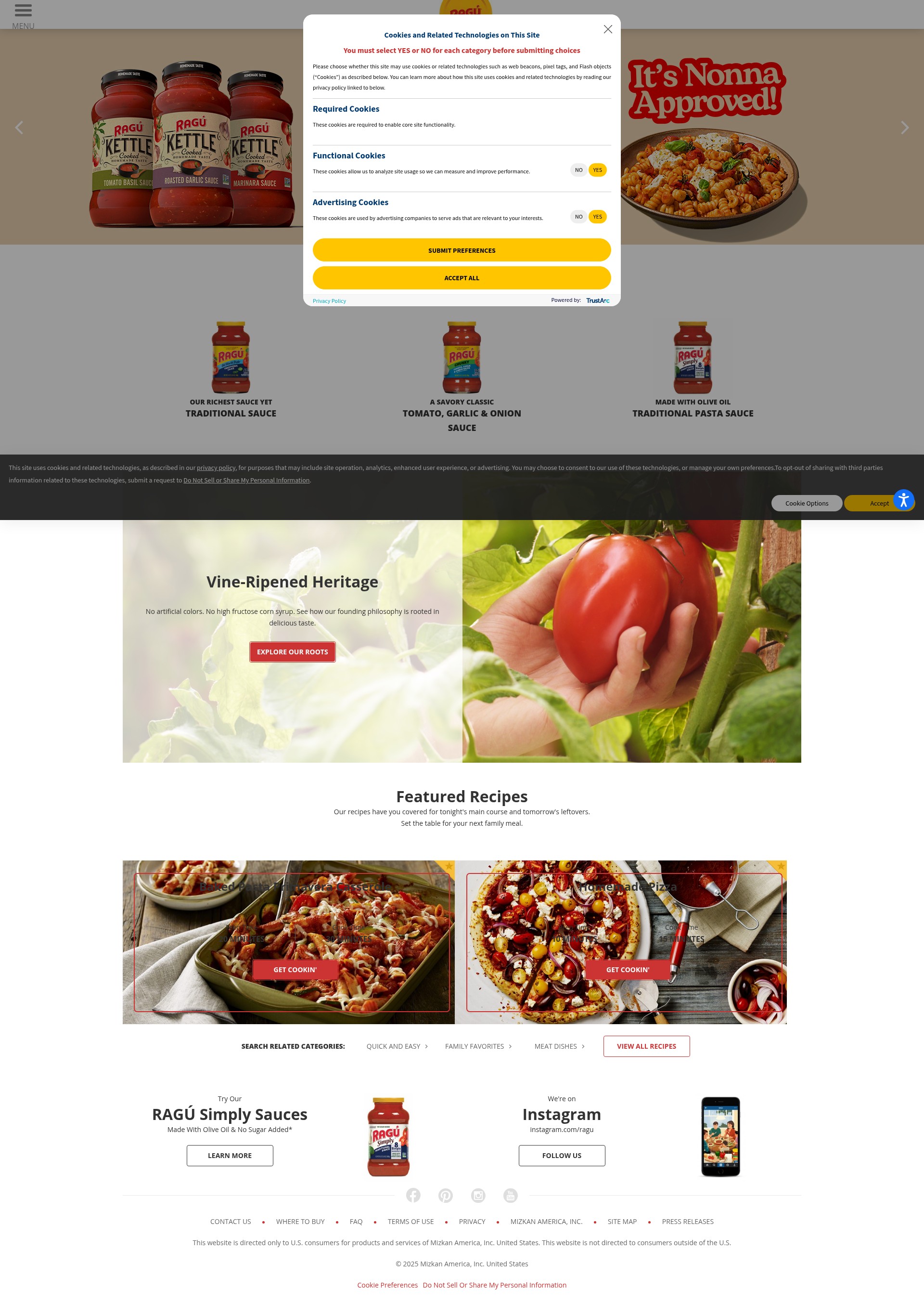 Screenshot of www.ragu.com