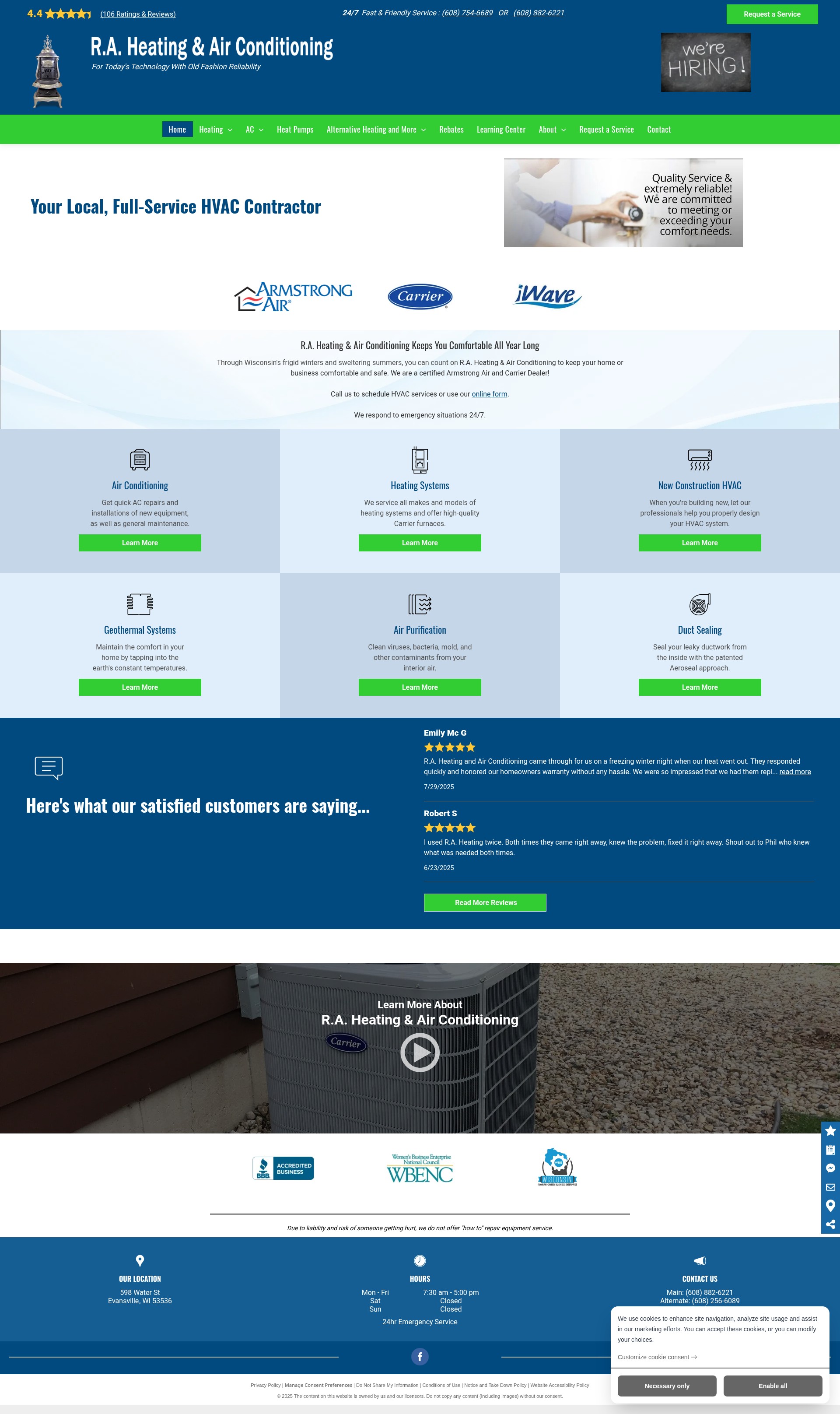 Screenshot of www.raheatingwi.com
