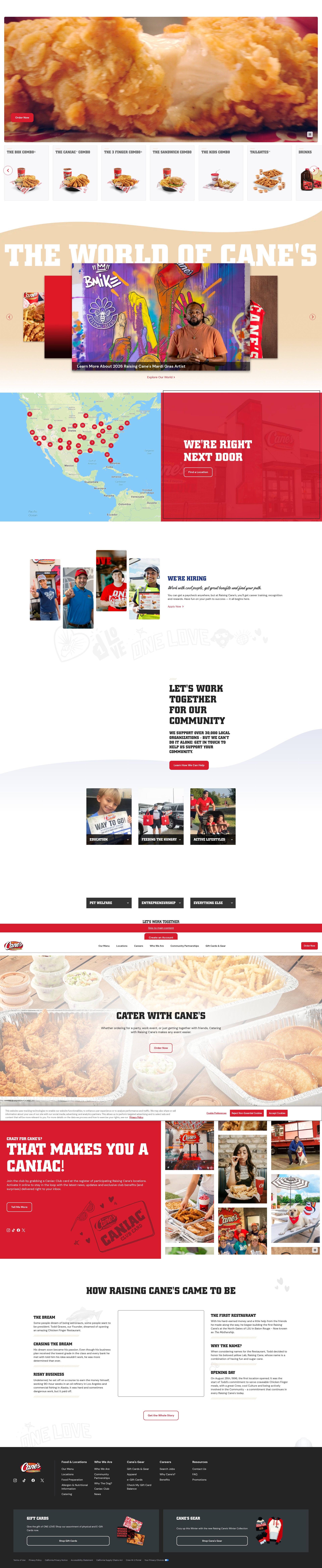 Screenshot of www.raisingcanes.com