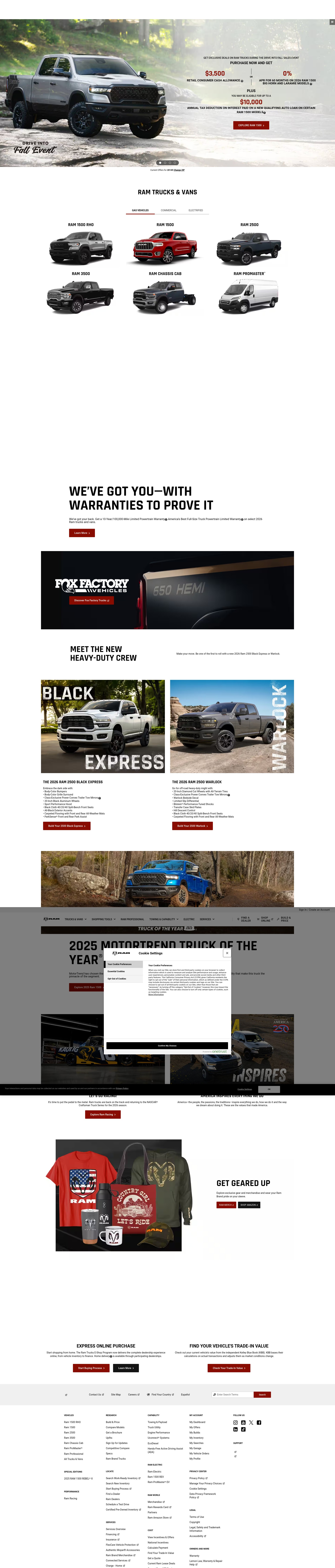 Screenshot of www.ramtrucks.com