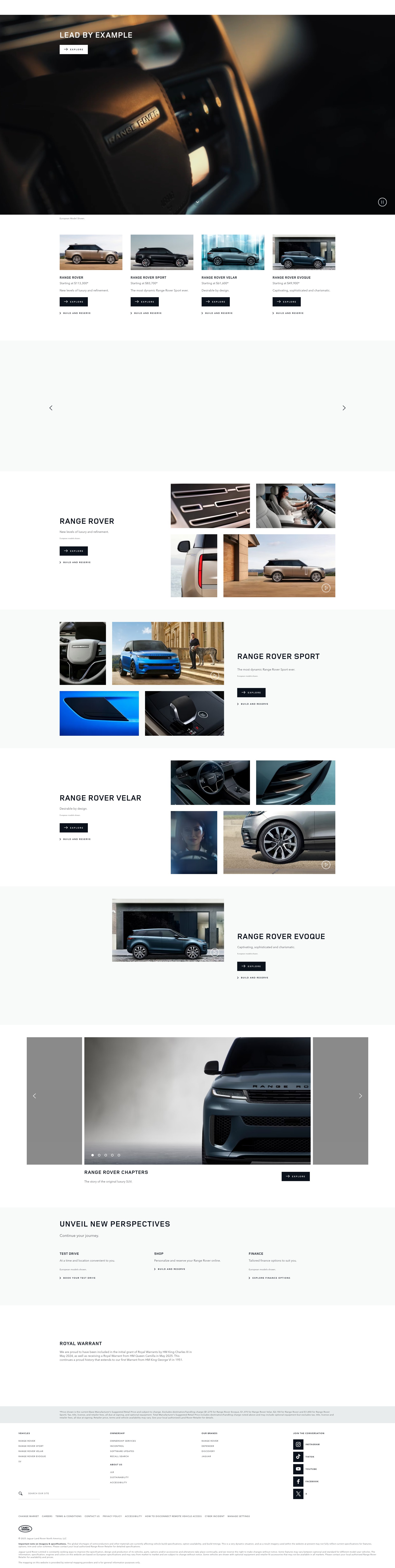 Screenshot of www.rangerover.com