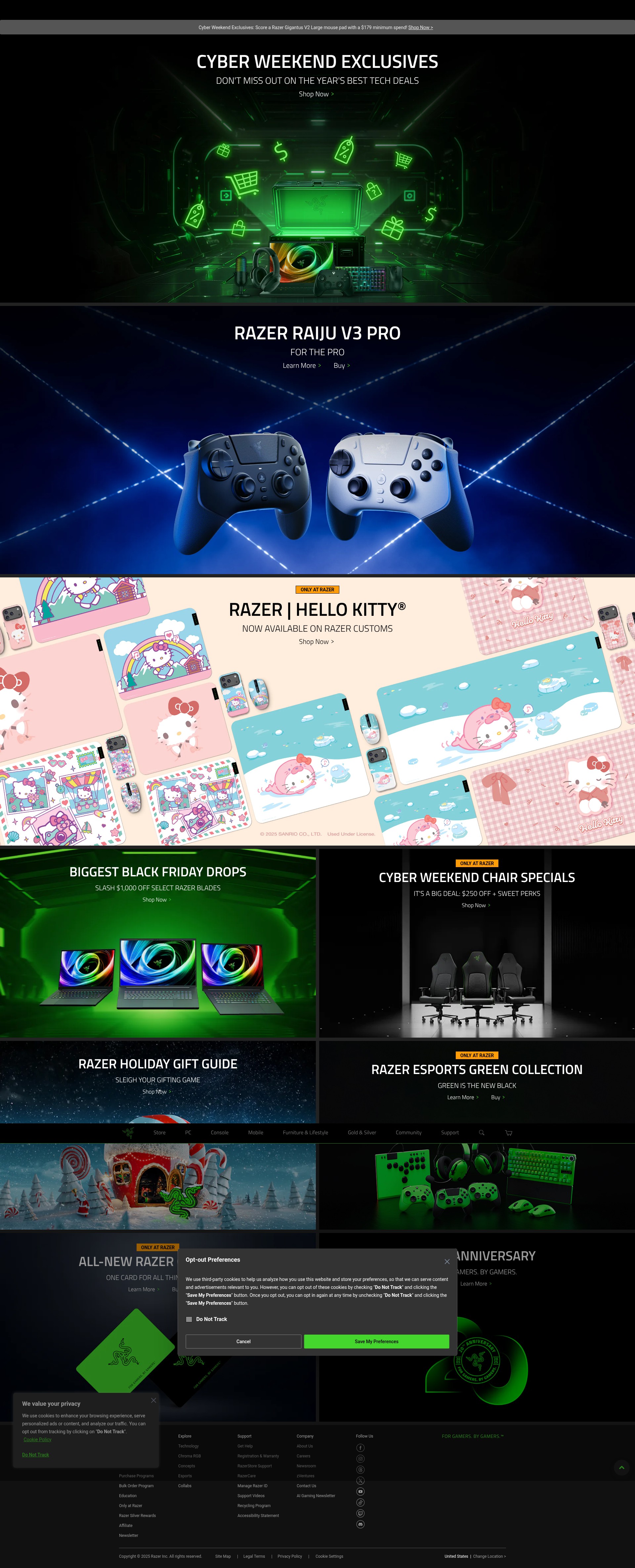 Screenshot of www.razer.com