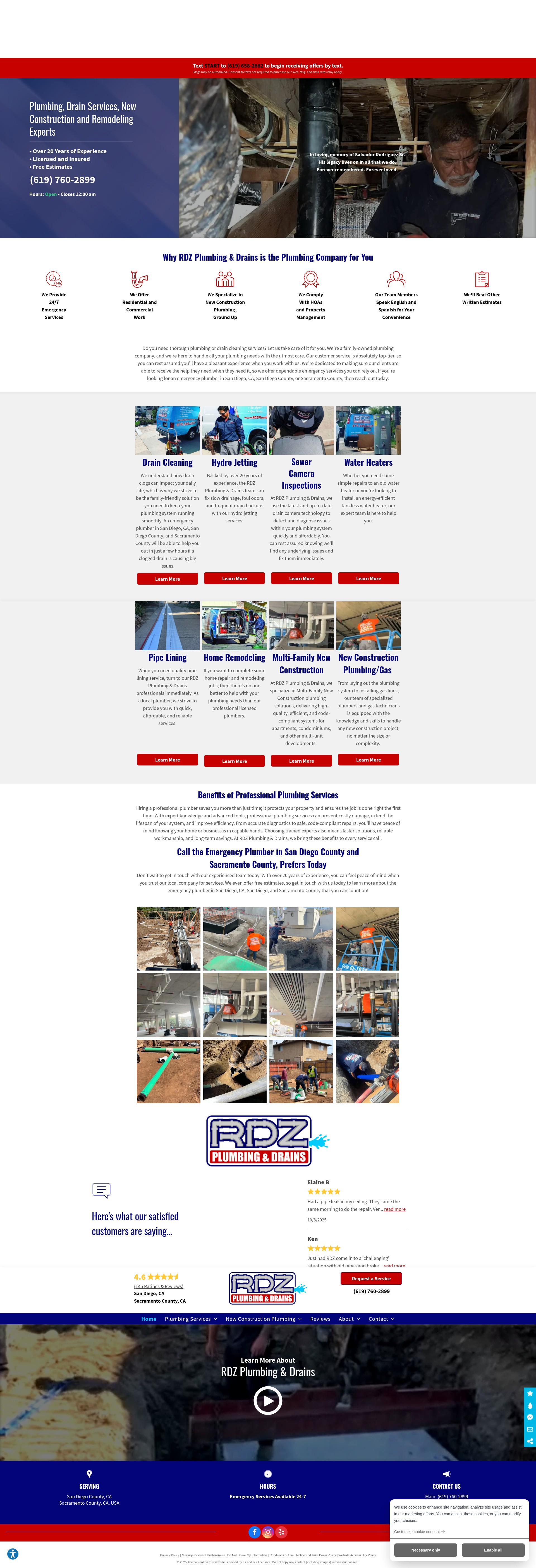 Screenshot of www.rdzplumbing.com