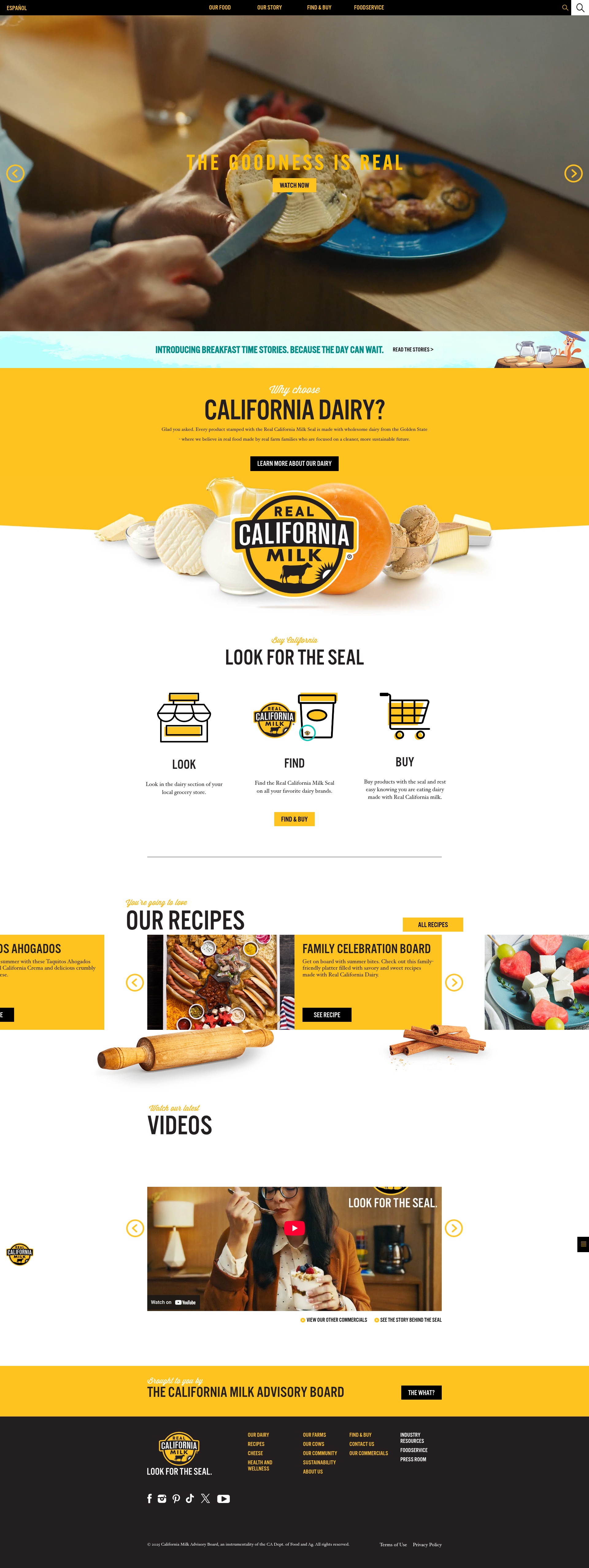 Screenshot of www.realcaliforniamilk.com