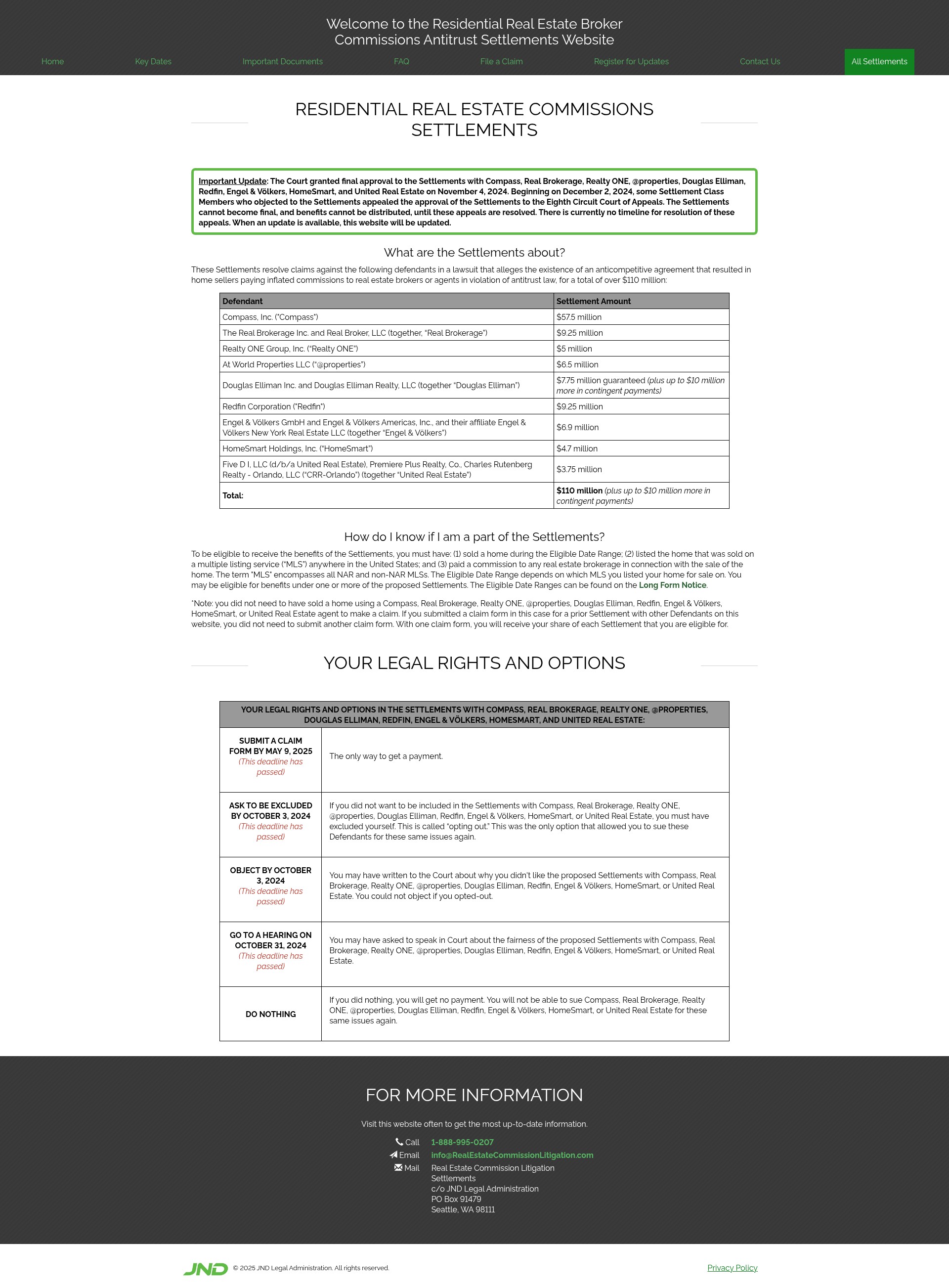 Screenshot of www.realestatecommissionlitigation.com