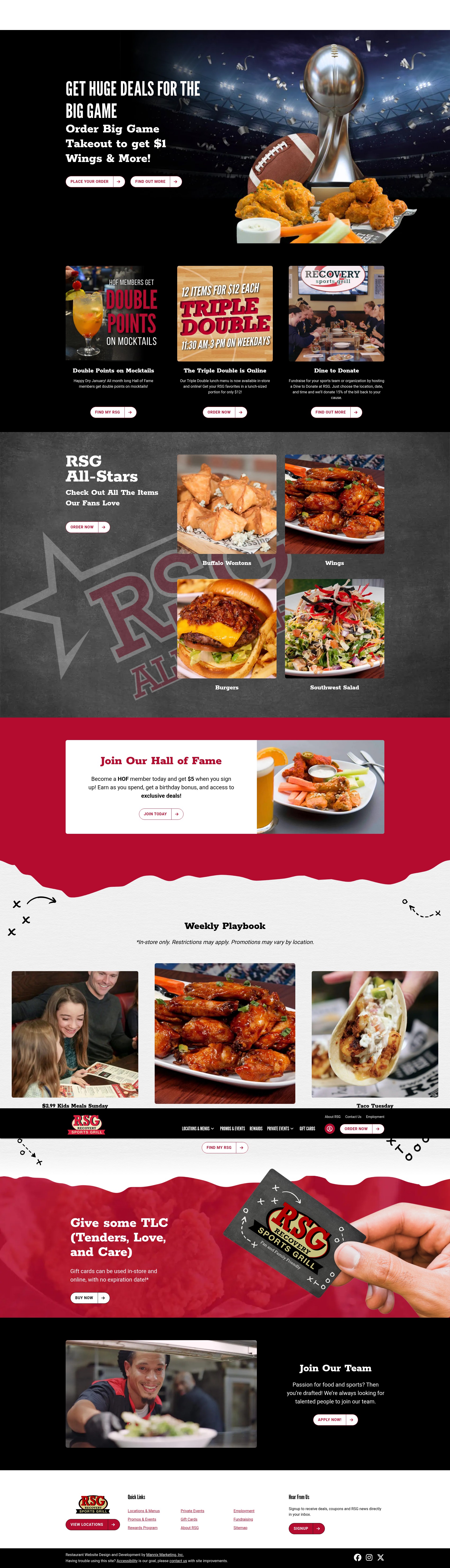 Screenshot of www.recoverysportsgrill.com