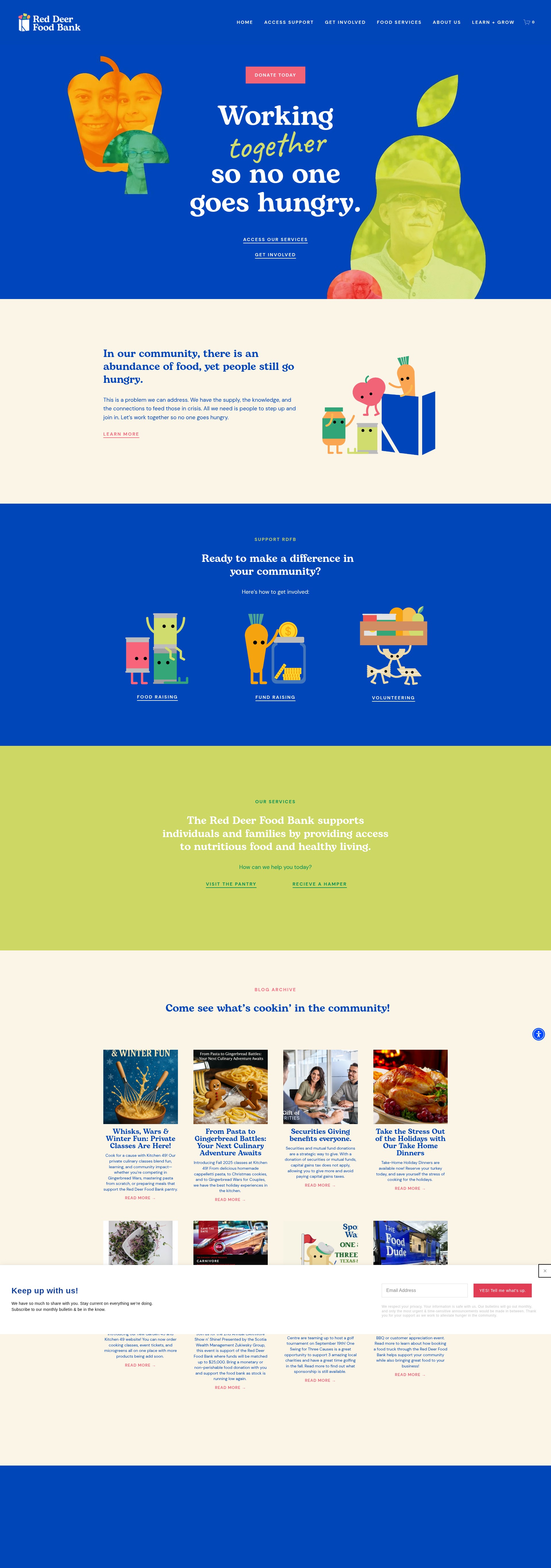 Screenshot of www.reddeerfoodbank.com