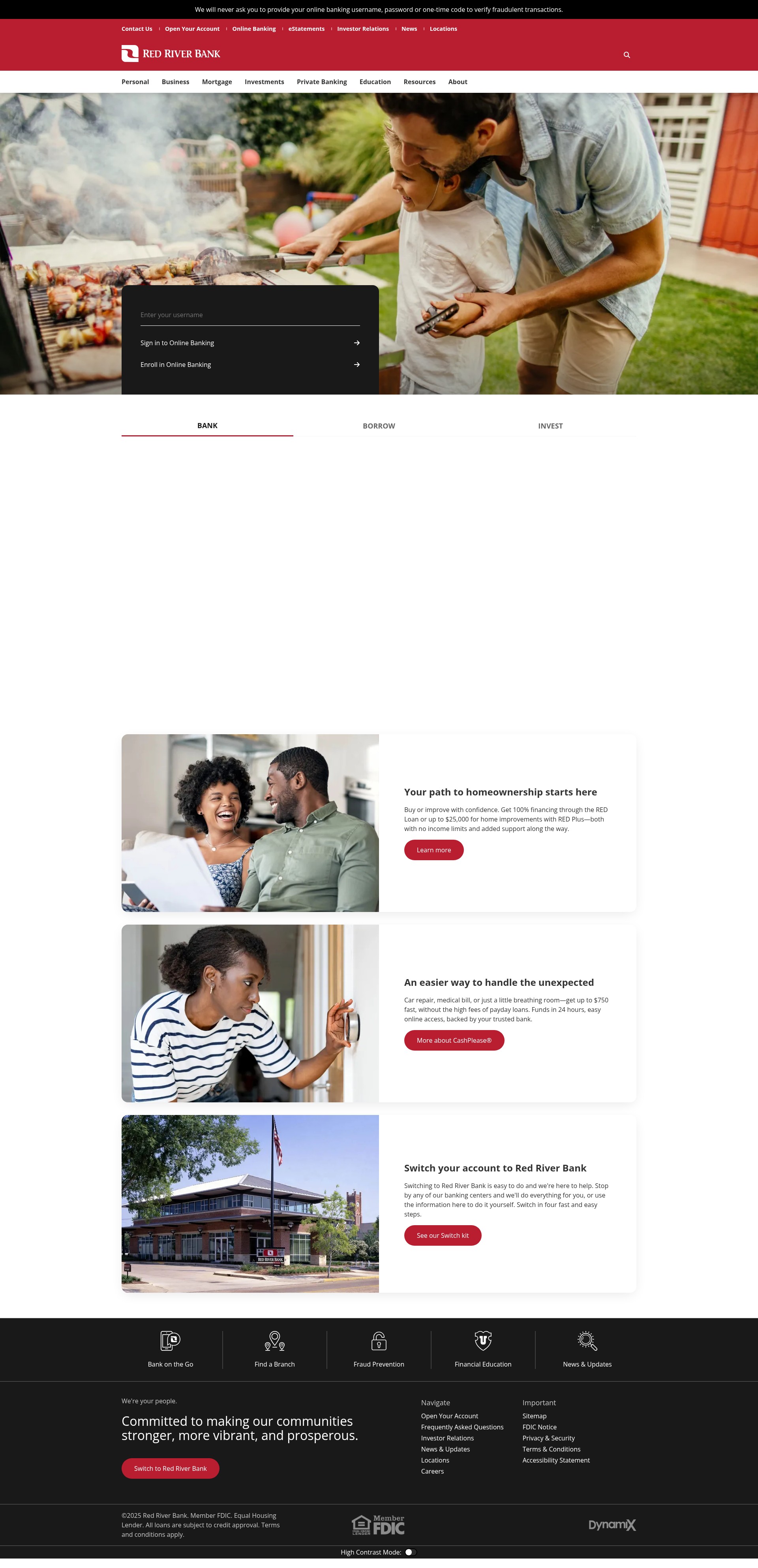 Screenshot of www.redriverbank.net