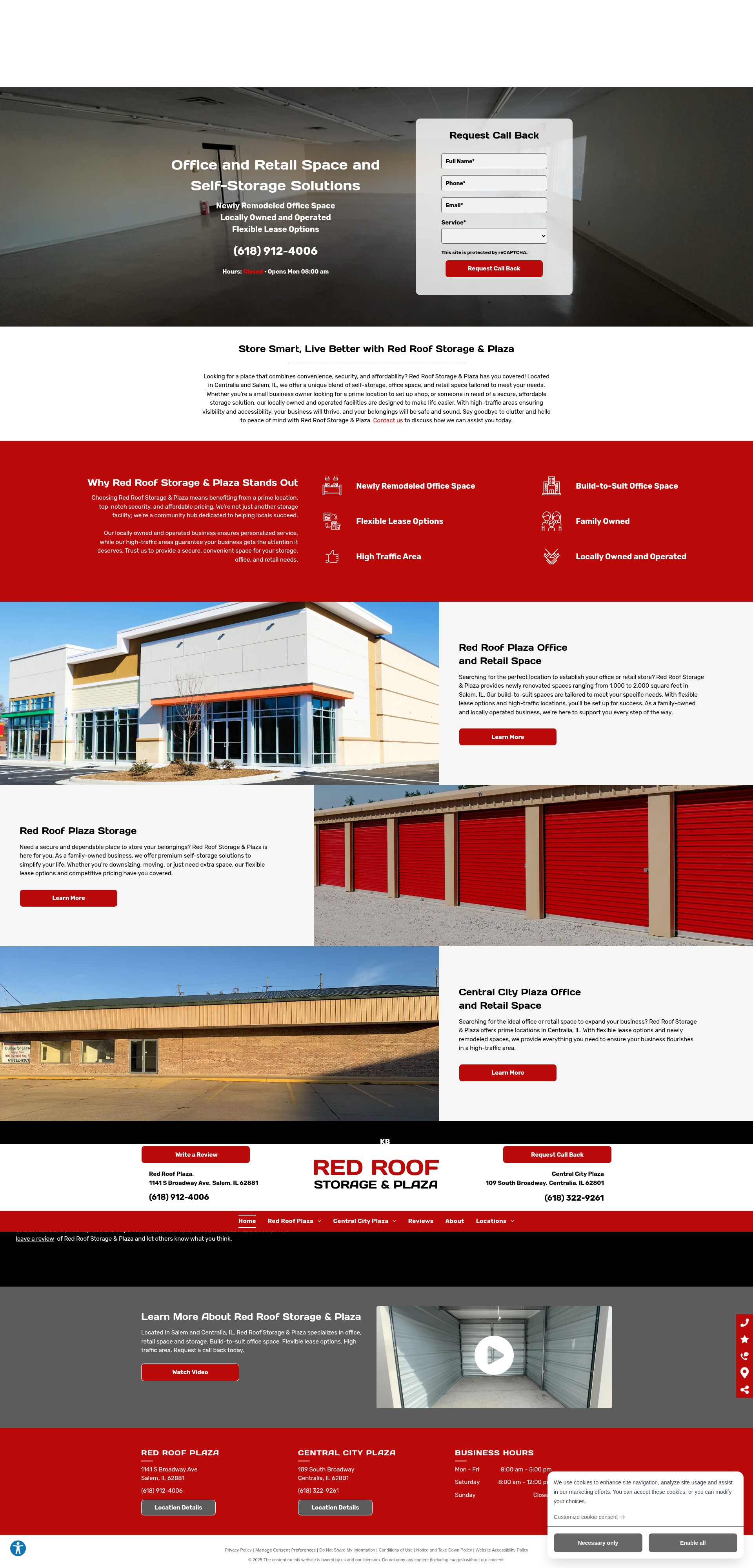 Screenshot of www.redroofstorageandplaza.com