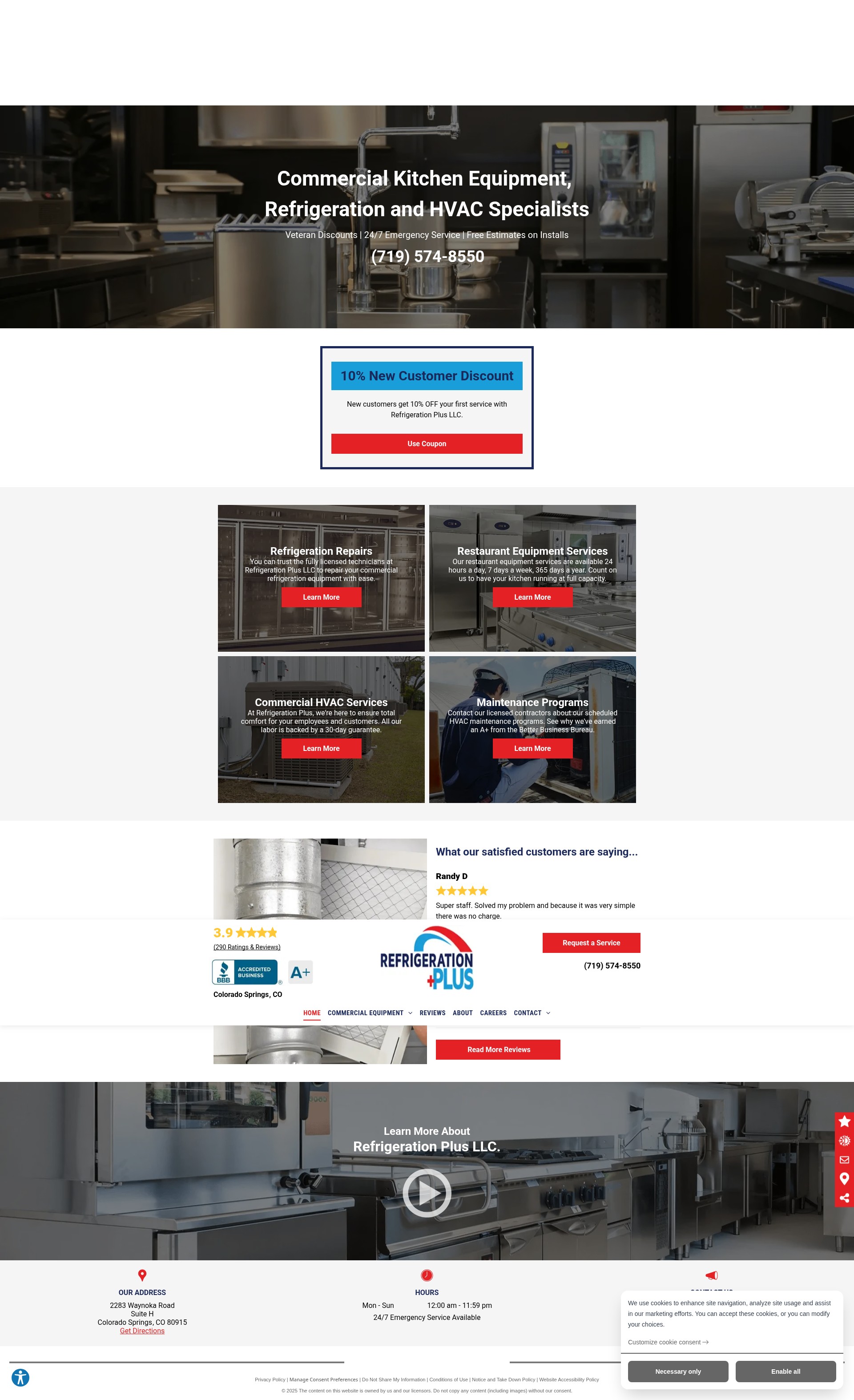 Screenshot of www.refrigerationplusllc.com