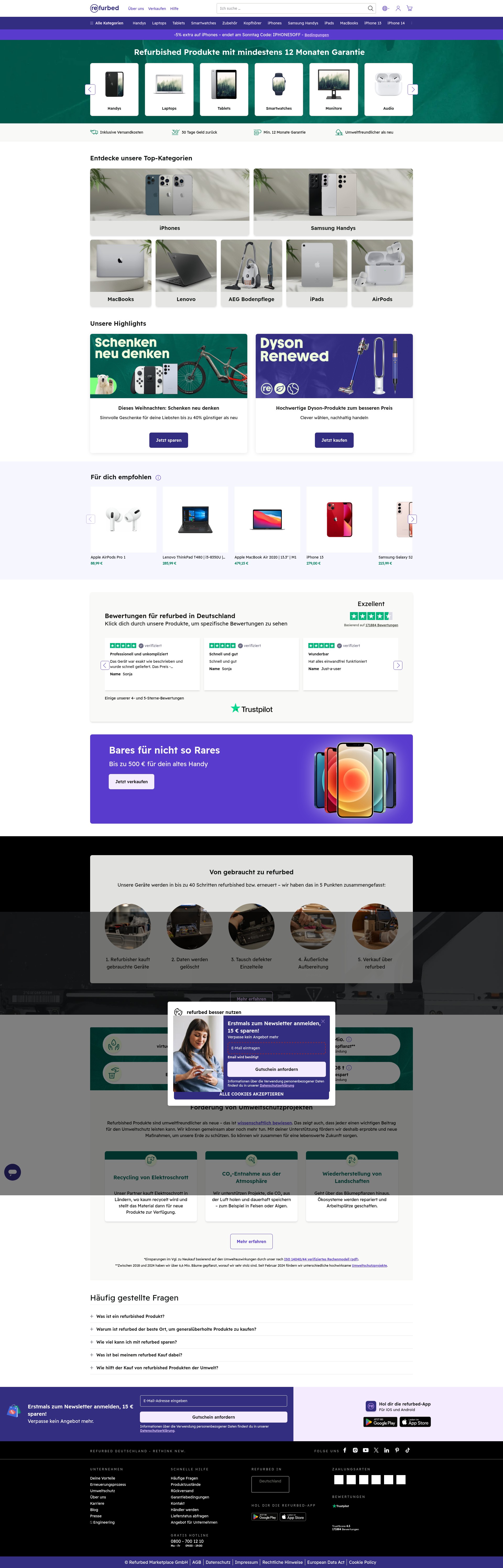 Screenshot of www.refurbed.de