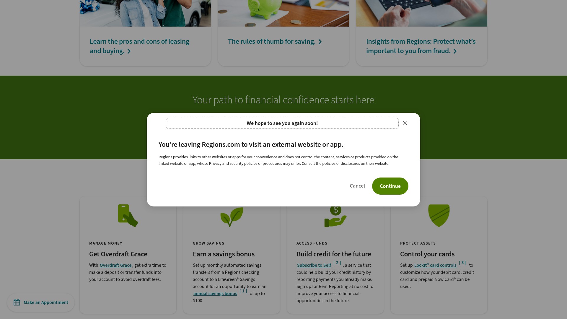 Screenshot of www.regions.com