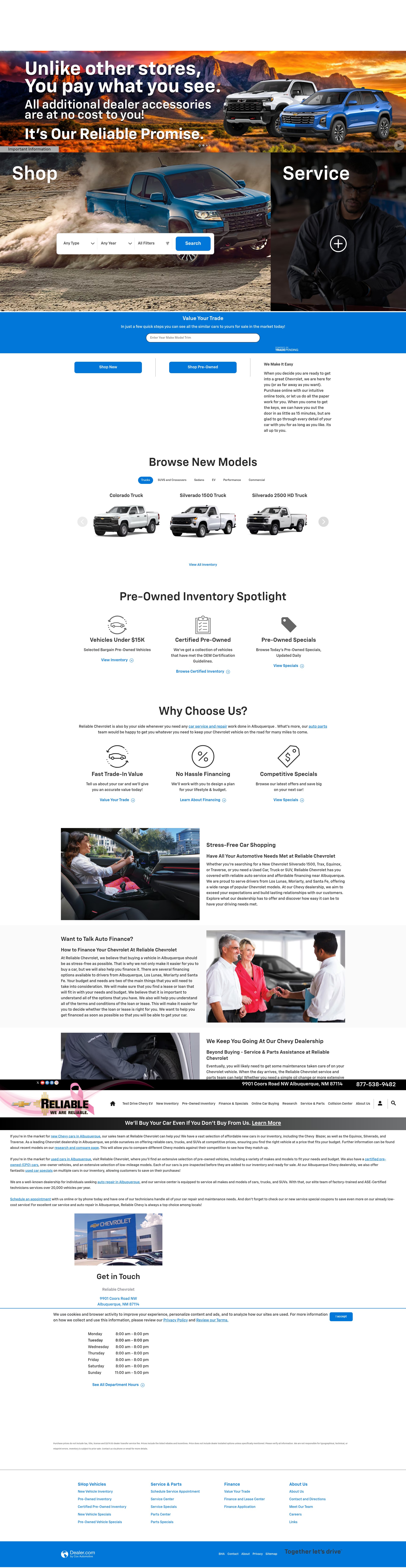 Screenshot of www.reliable-chevrolet.com