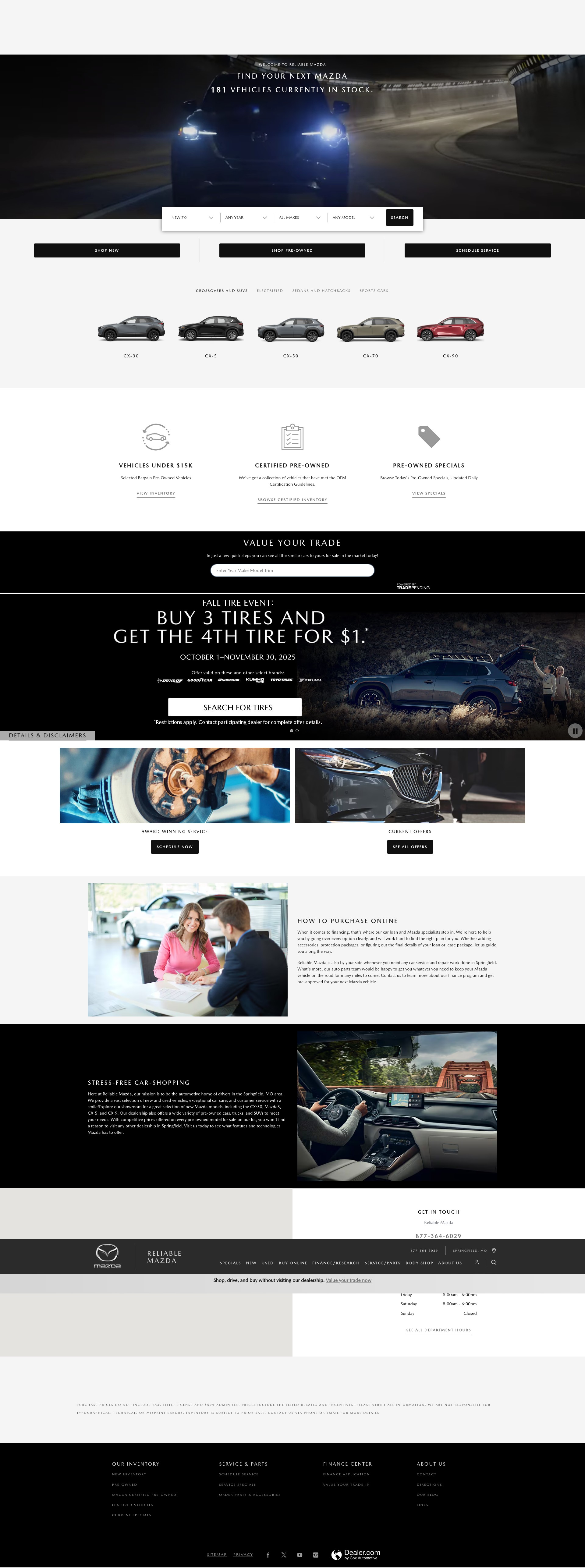 Screenshot of www.reliablemazda.com