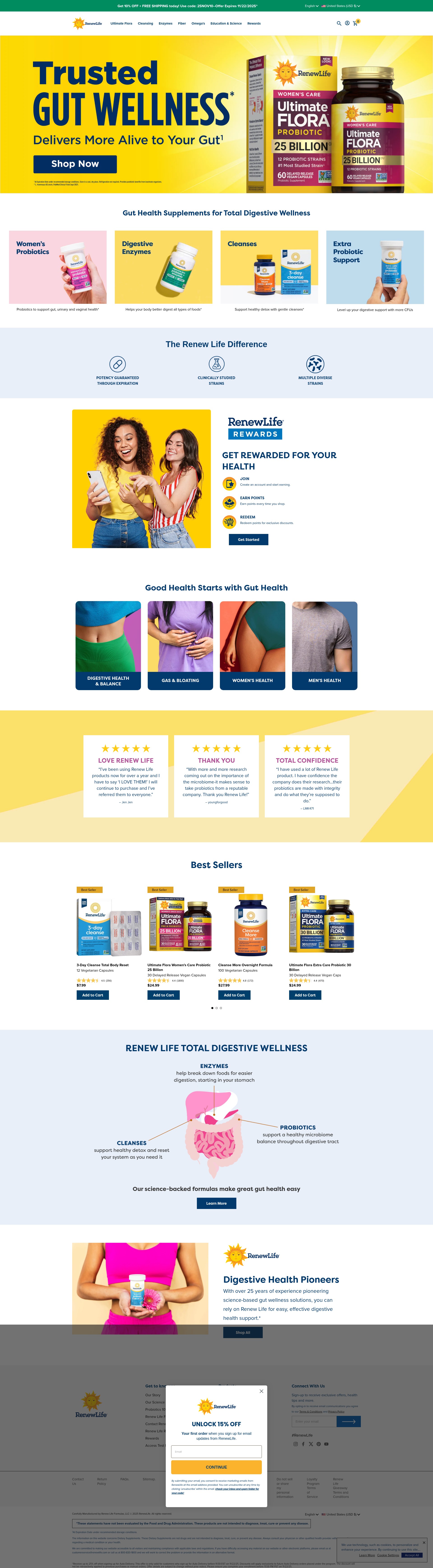 Screenshot of www.renewlife.com