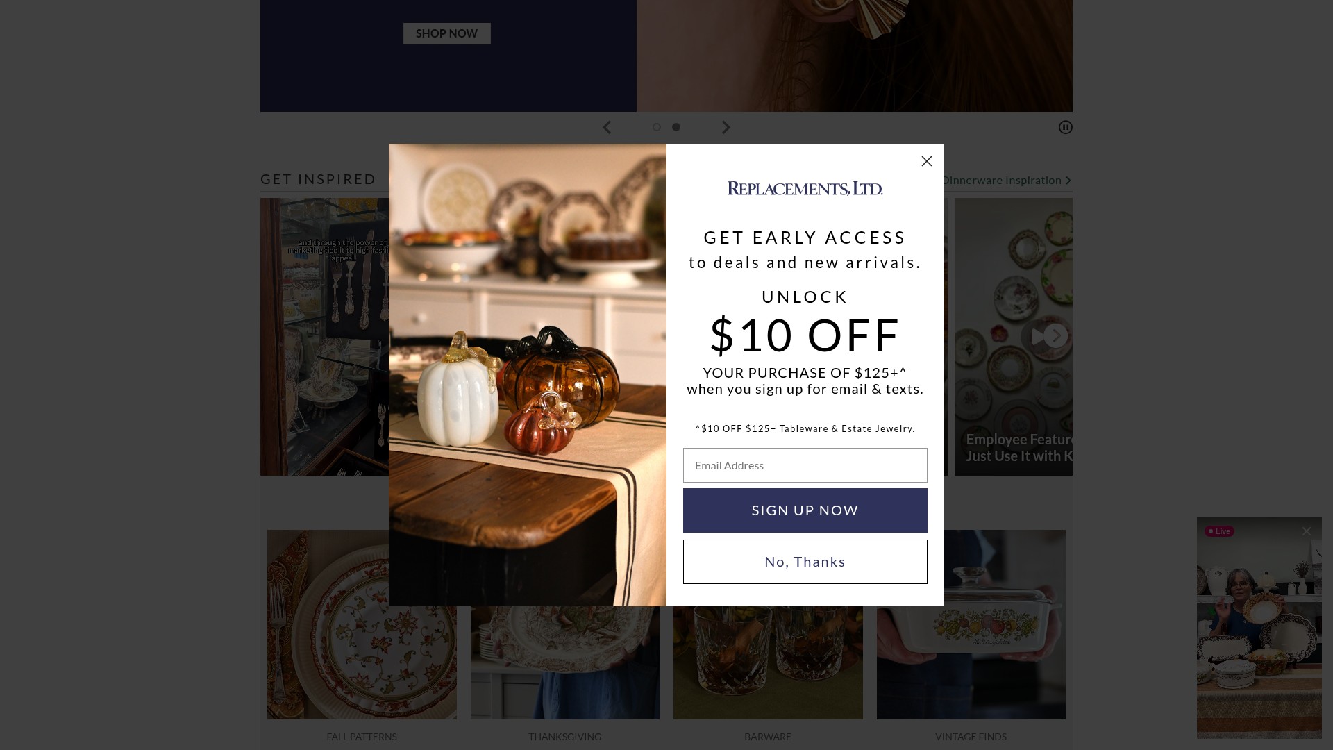 Screenshot of www.replacements.com