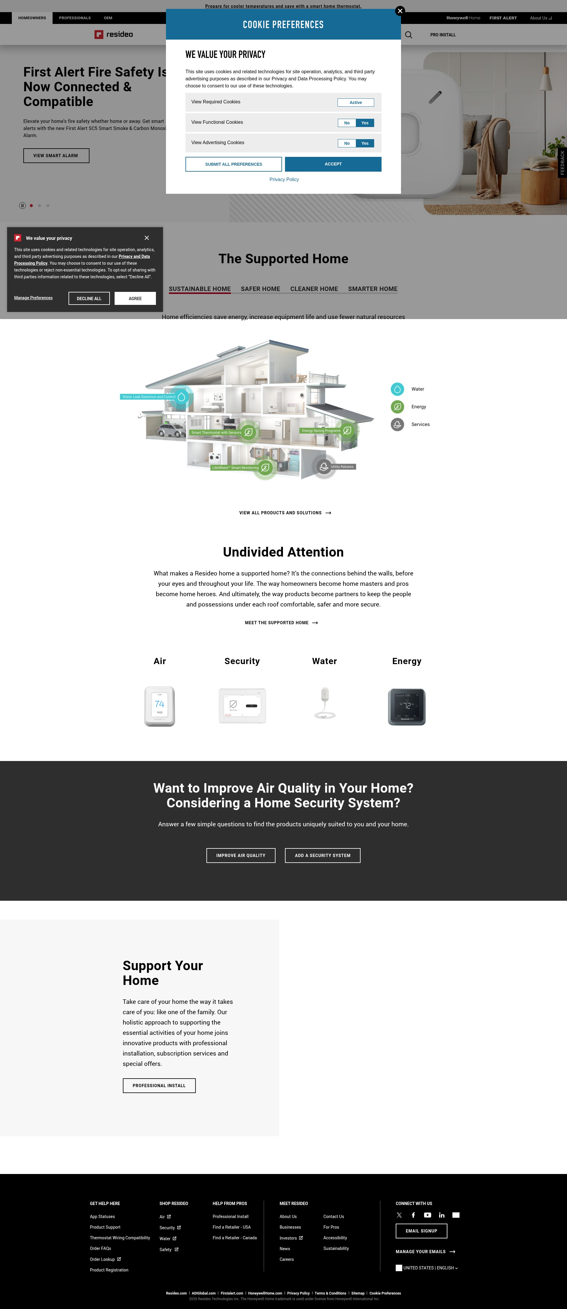 Screenshot of www.resideo.com
