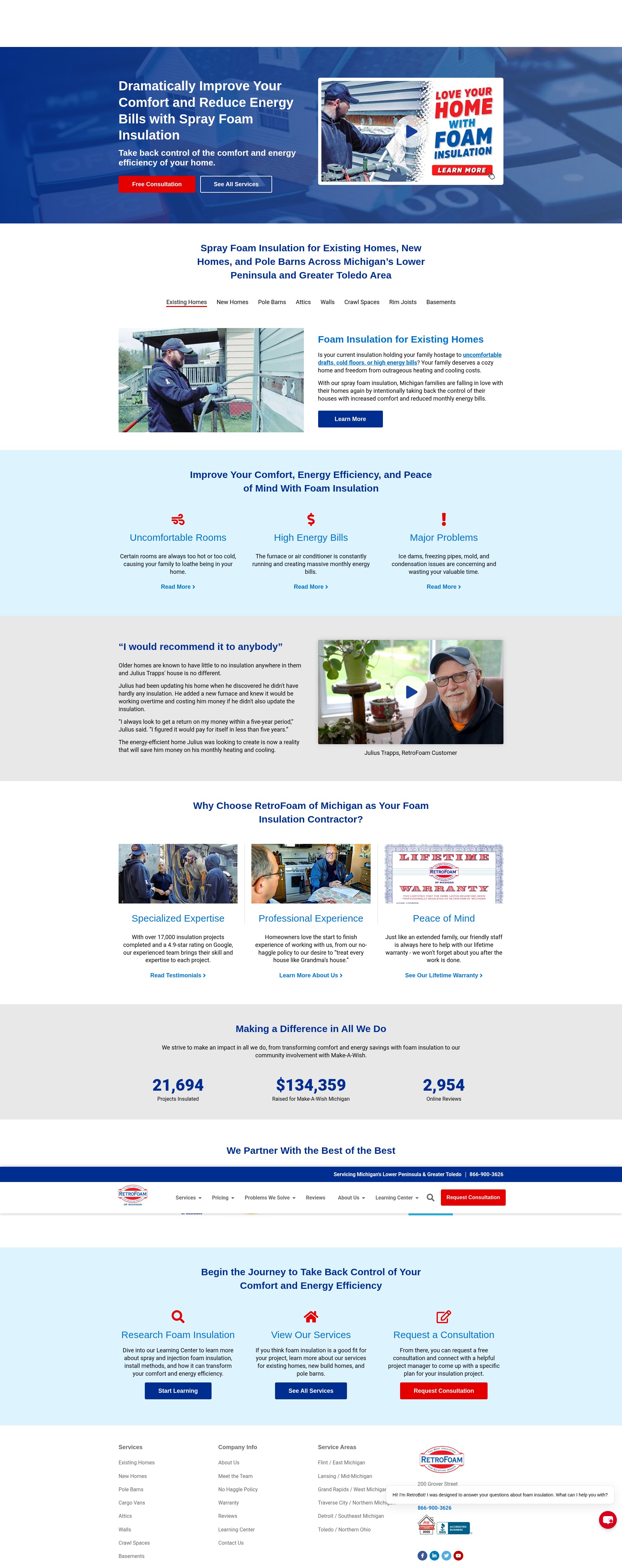 Screenshot of www.retrofoamofmichigan.com