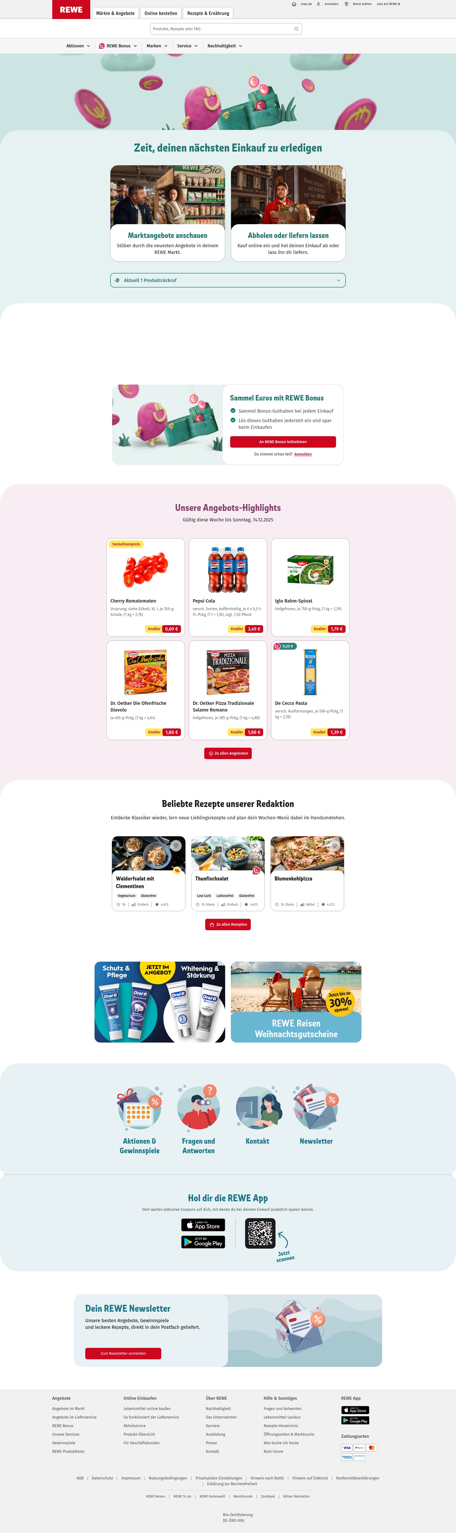 Screenshot of www.rewe.de