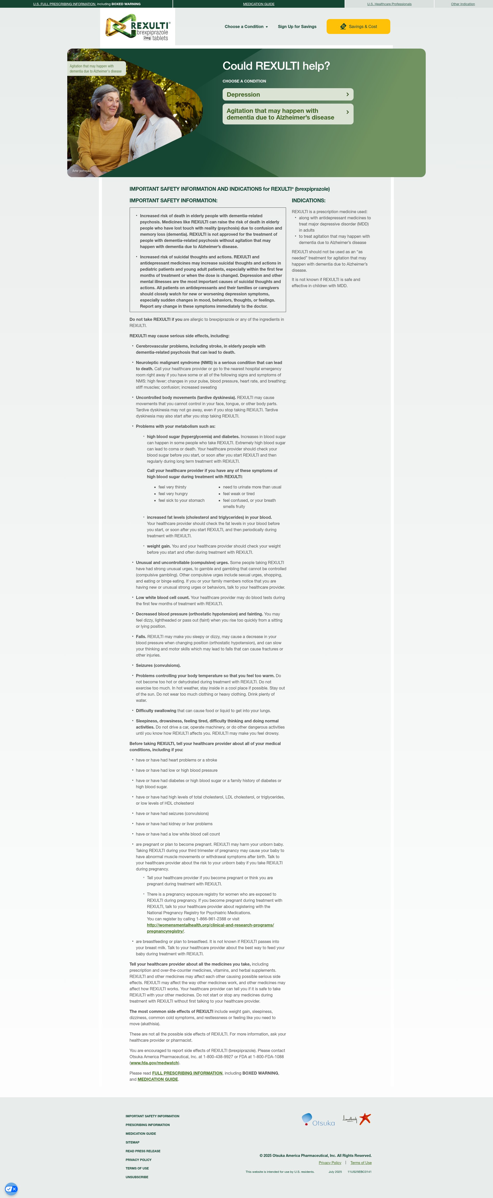 Screenshot of www.rexulti.com