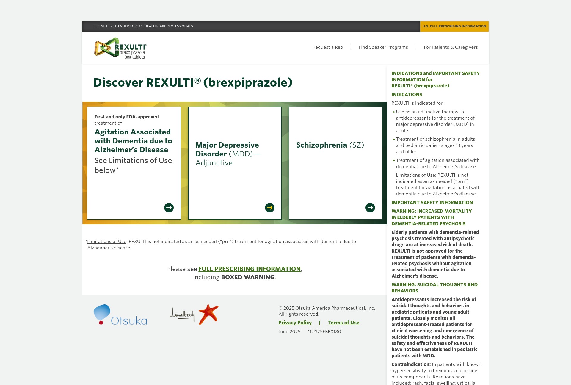 Screenshot of www.rexultihcp.com