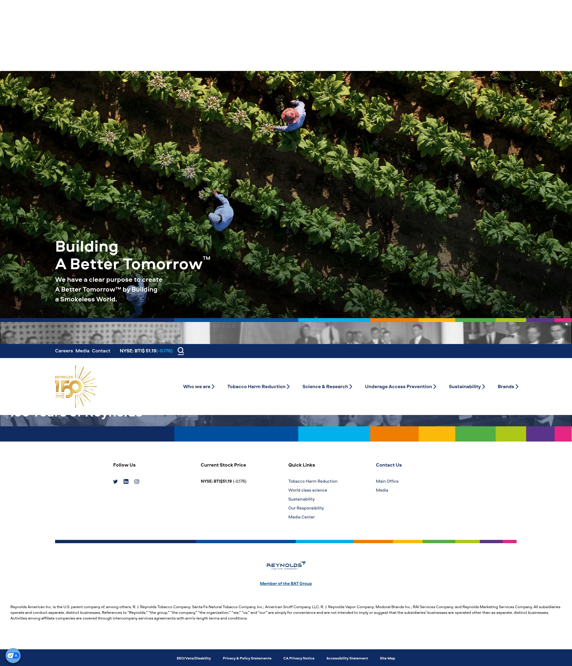 Screenshot of www.reynoldsamerican.com