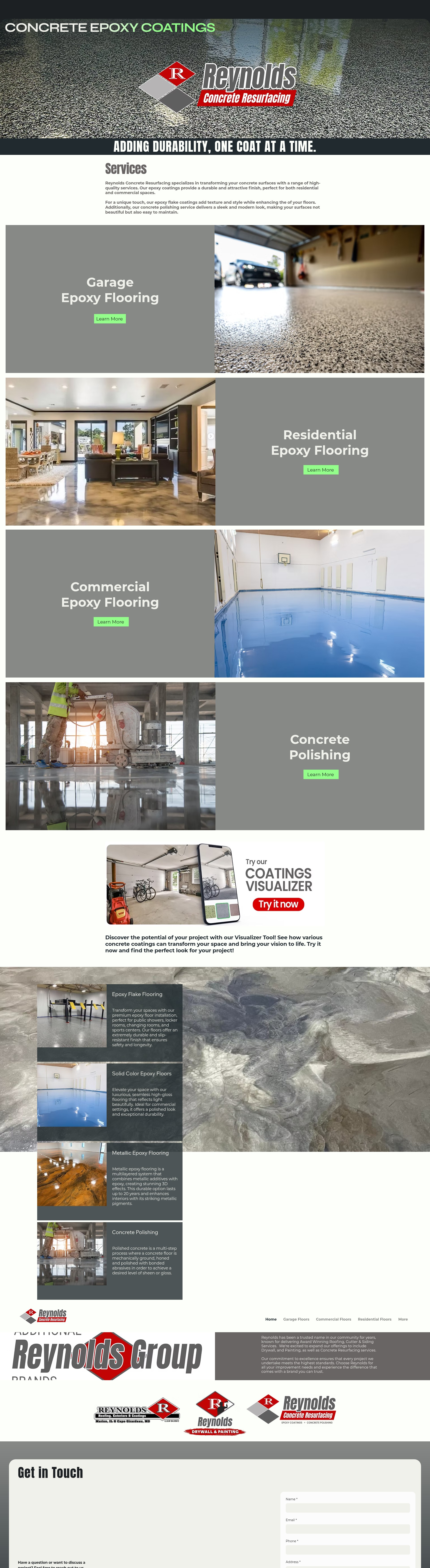 Screenshot of www.reynoldsconcreteresurfacing.com