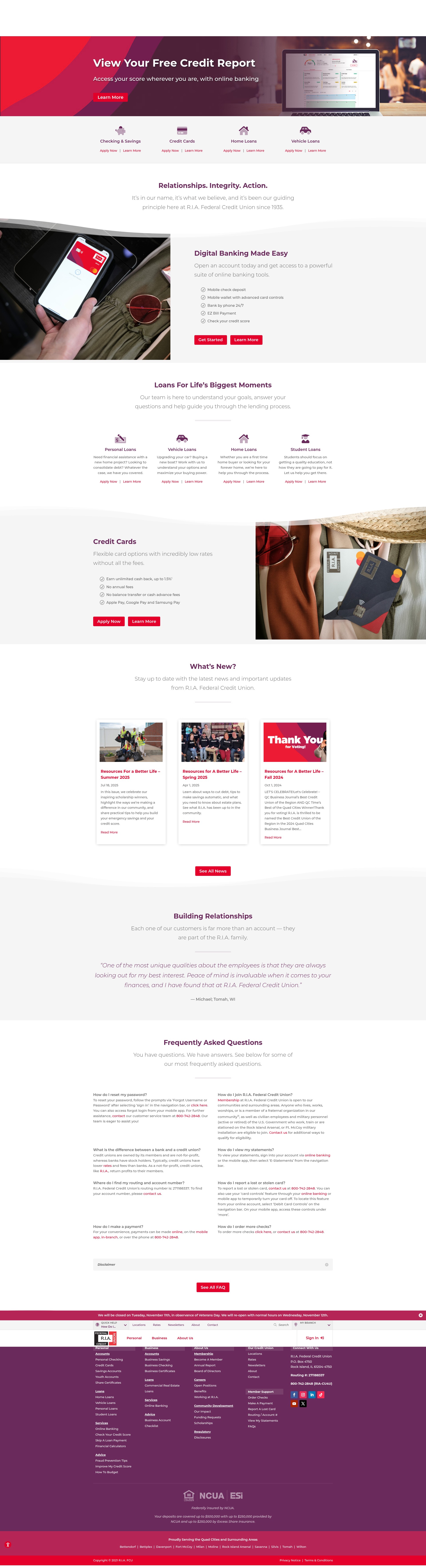 Screenshot of www.riafcu.com