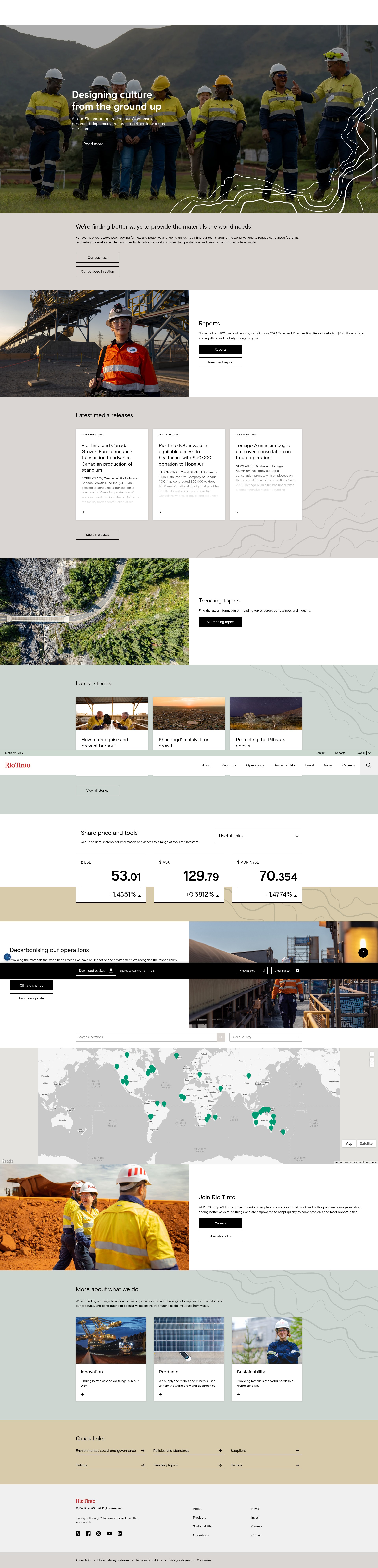 Screenshot of www.riotinto.com
