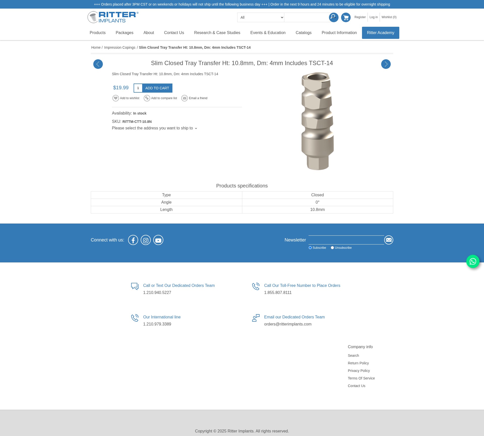 Screenshot of www.ritterimplants.com
