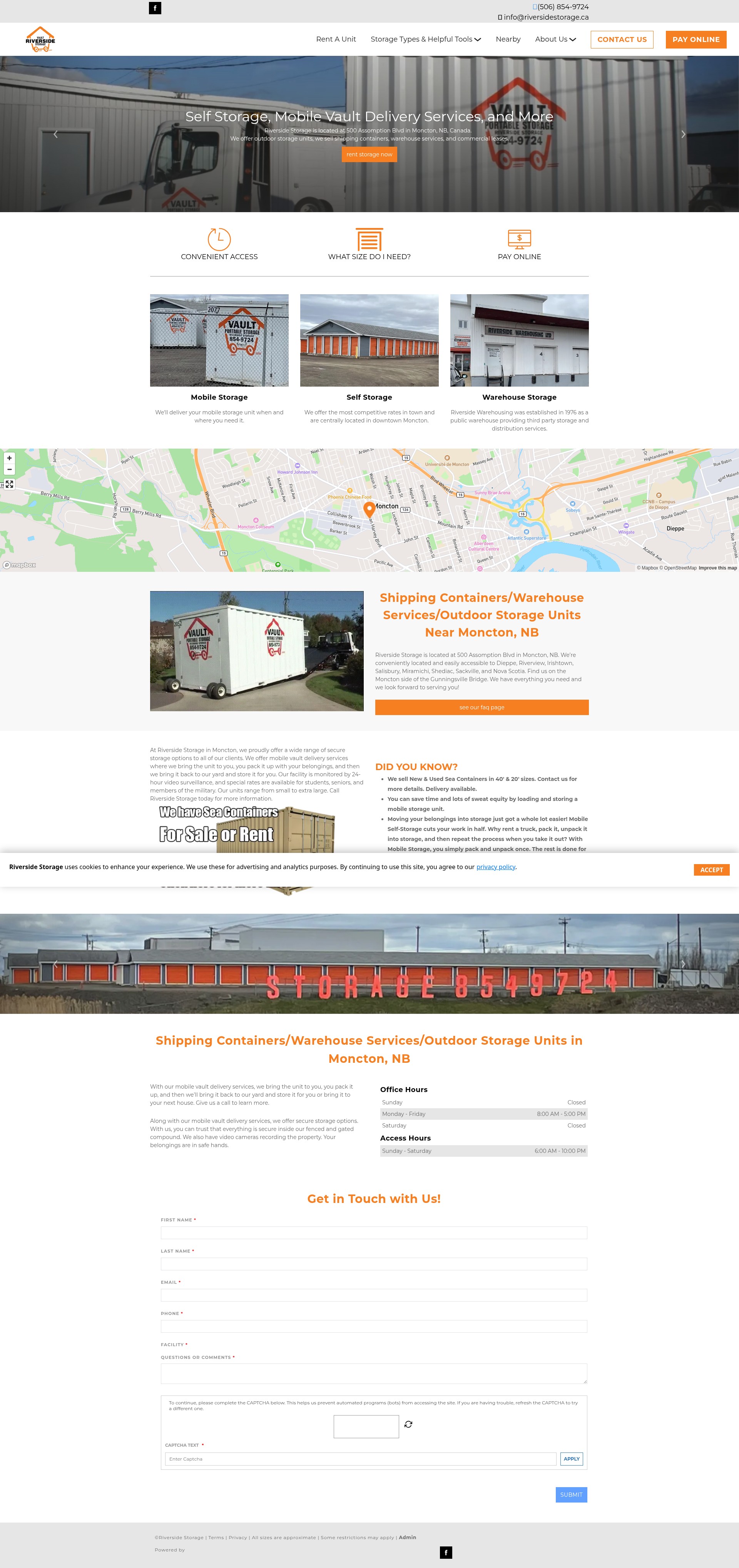 Screenshot of www.riversidestorage.ca