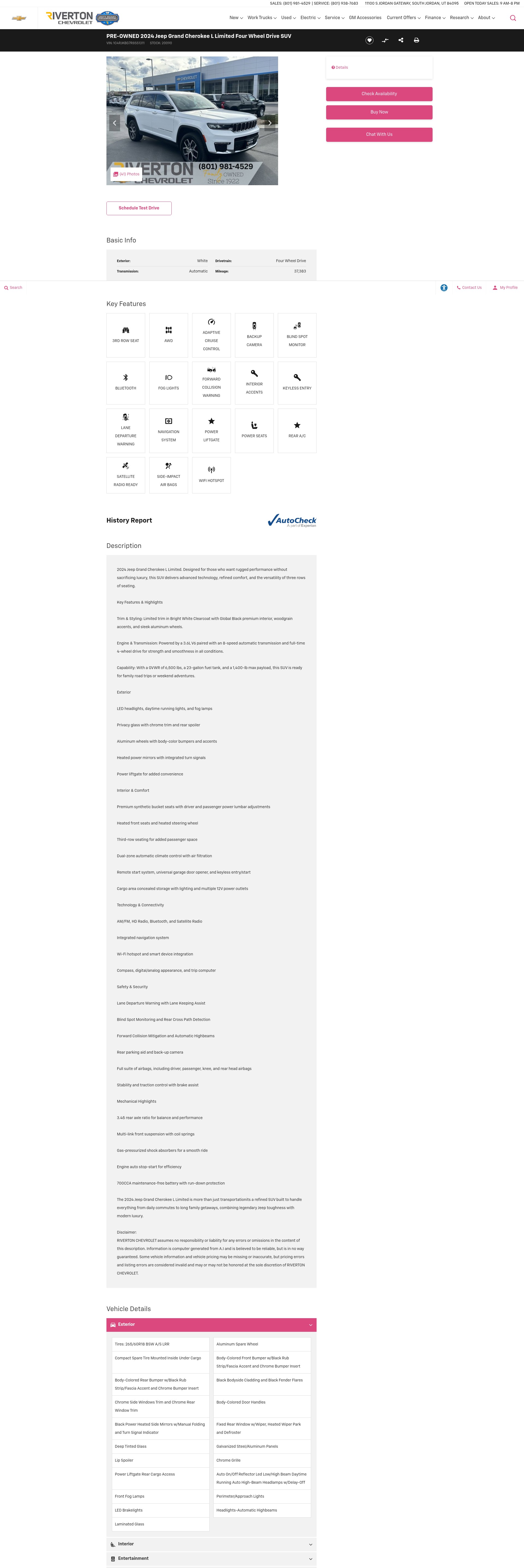 Screenshot of www.rivertonchevy.com