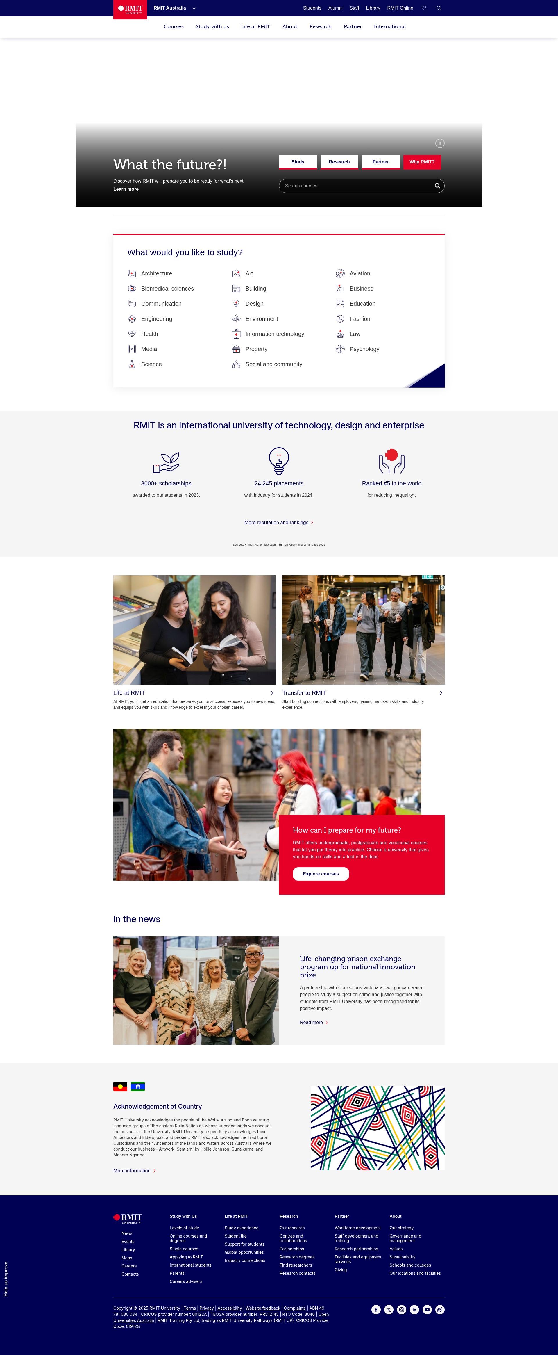 Screenshot of www.rmit.edu.au