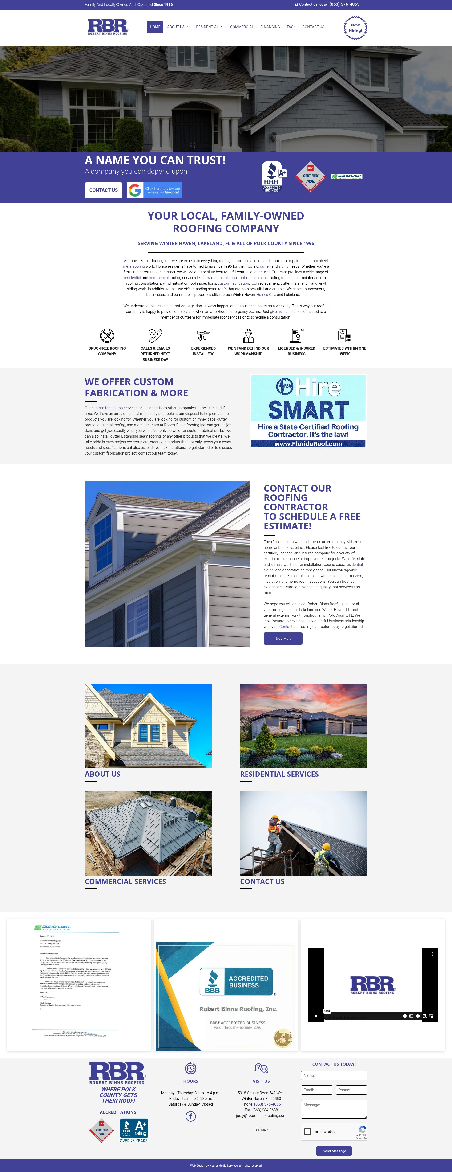 Screenshot of www.robertbinnsroofing.com