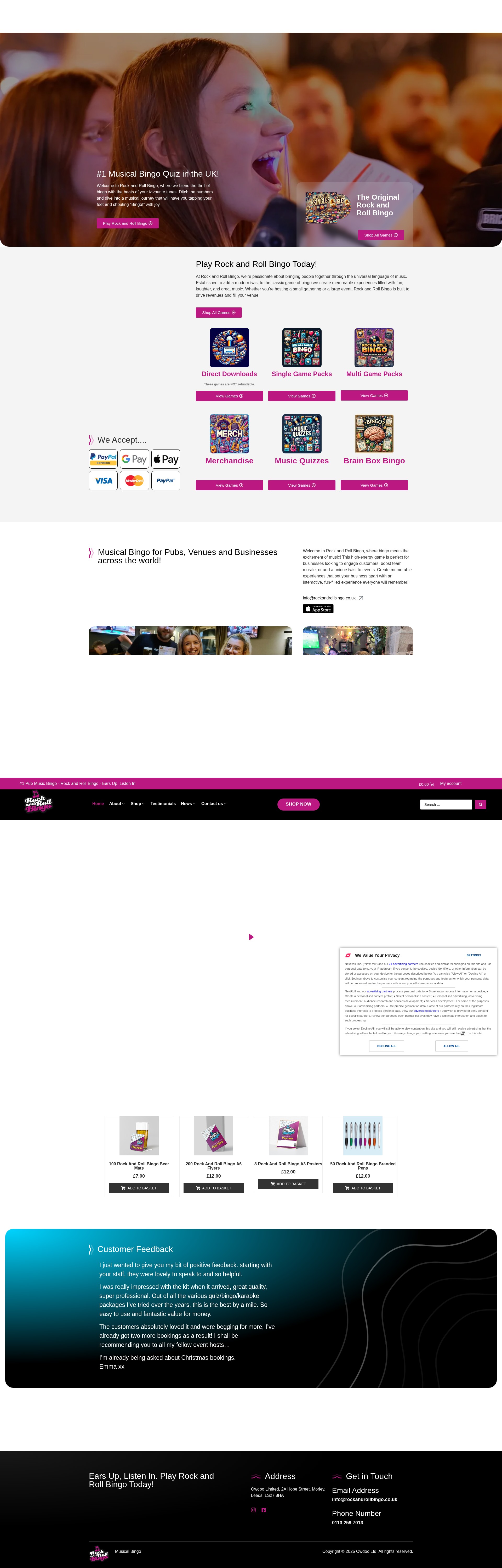 Screenshot of www.rockandrollbingo.co.uk